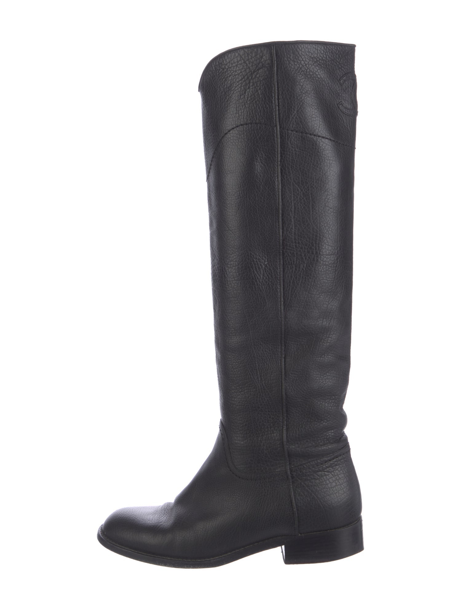 Chanel Interlocking CC Logo Leather Riding Boots