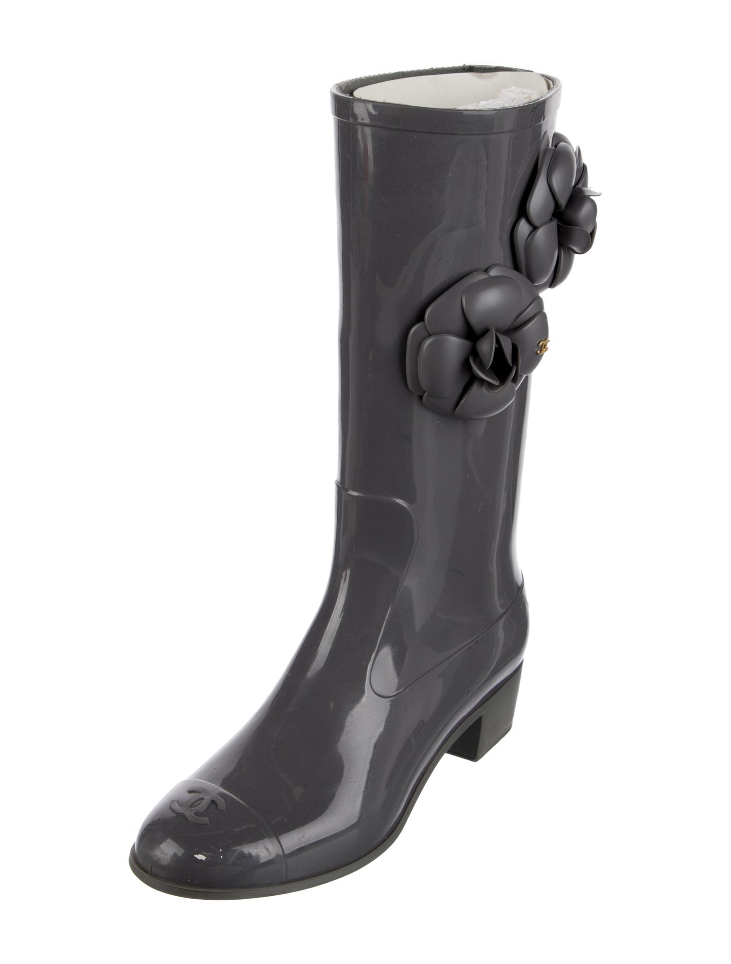 Chanel 2010 Interlocking CC Logo Rain Boots