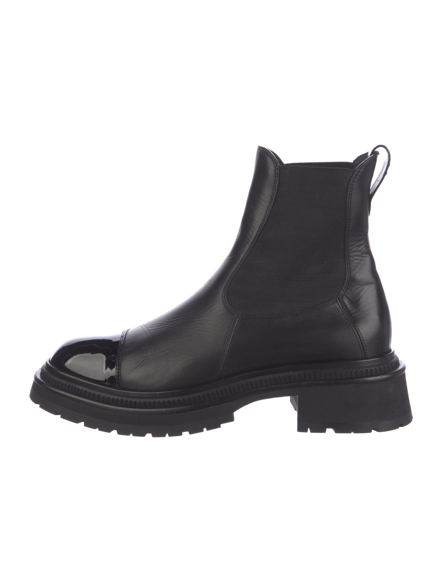 Chanel Interlocking CC Logo Leather Chelsea Boots