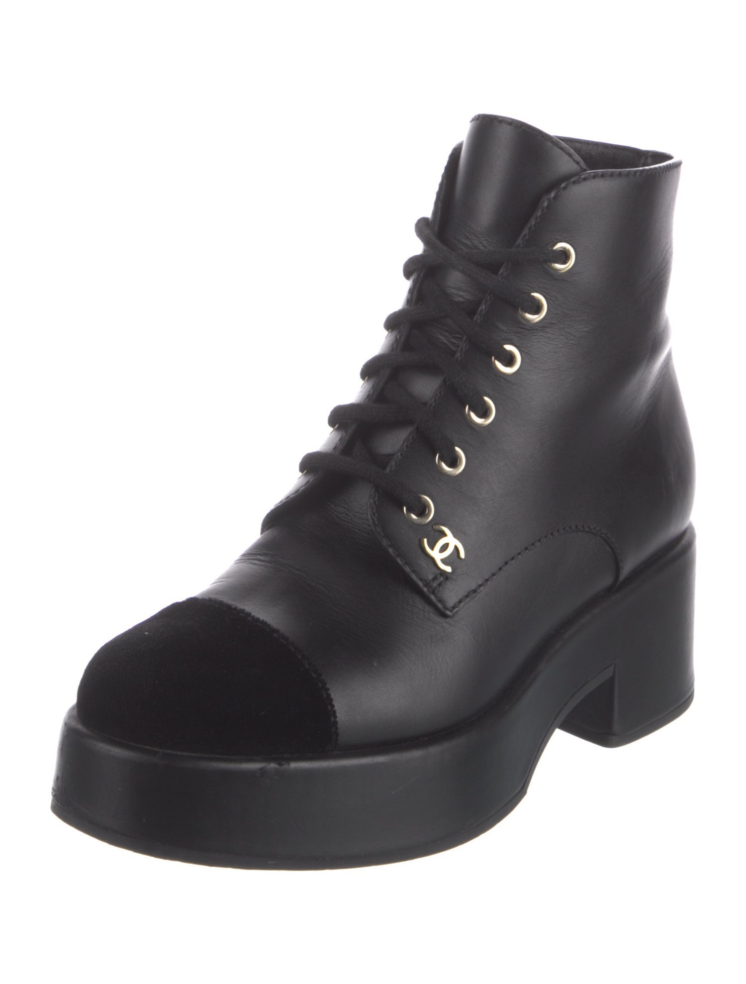 Chanel 2022 Interlocking CC Logo Combat Boots