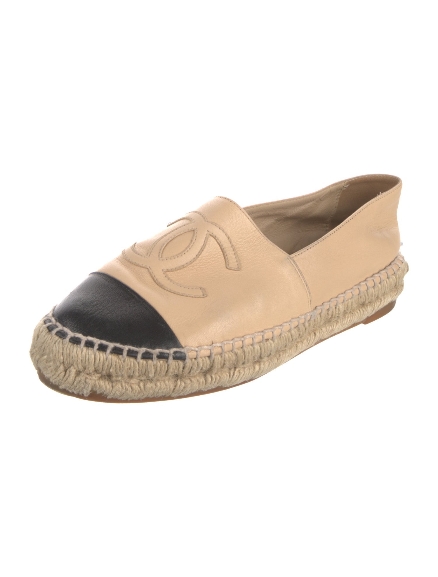 Chanel Interlocking CC Logo Leather Espadrilles