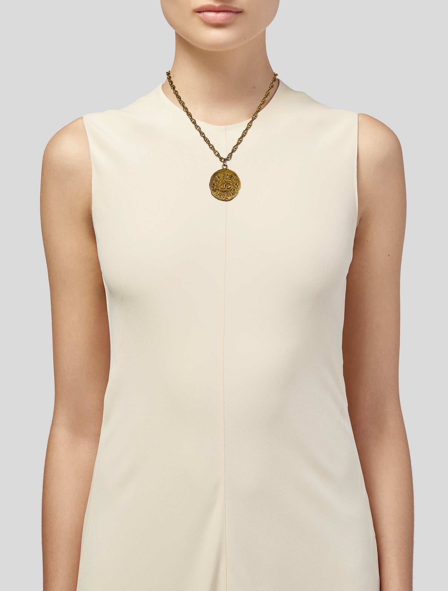 Chanel Vintage CC Medallion Pendant Necklace