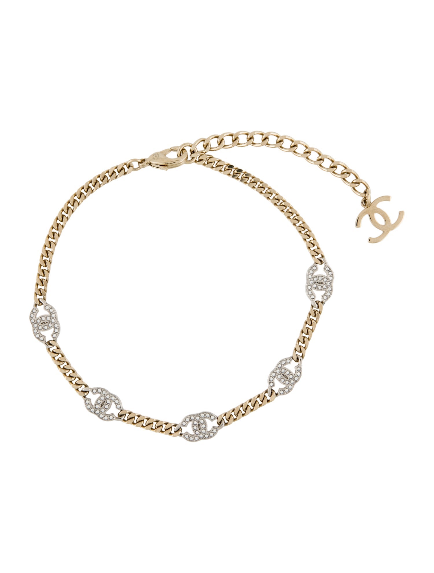 Chanel 2025 Two-Tone Strass CC Station Necklace