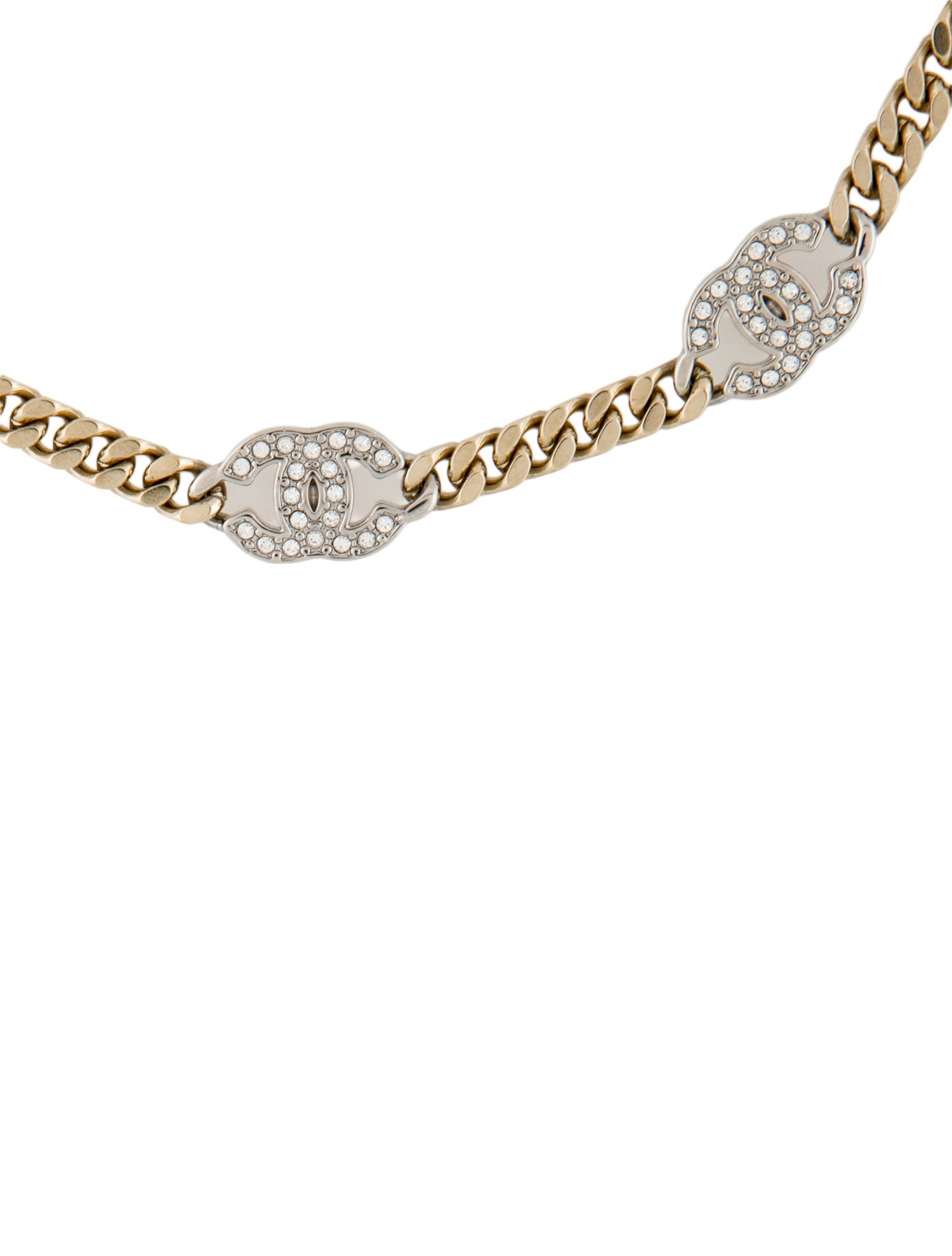 Chanel 2025 Two-Tone Strass CC Station Necklace