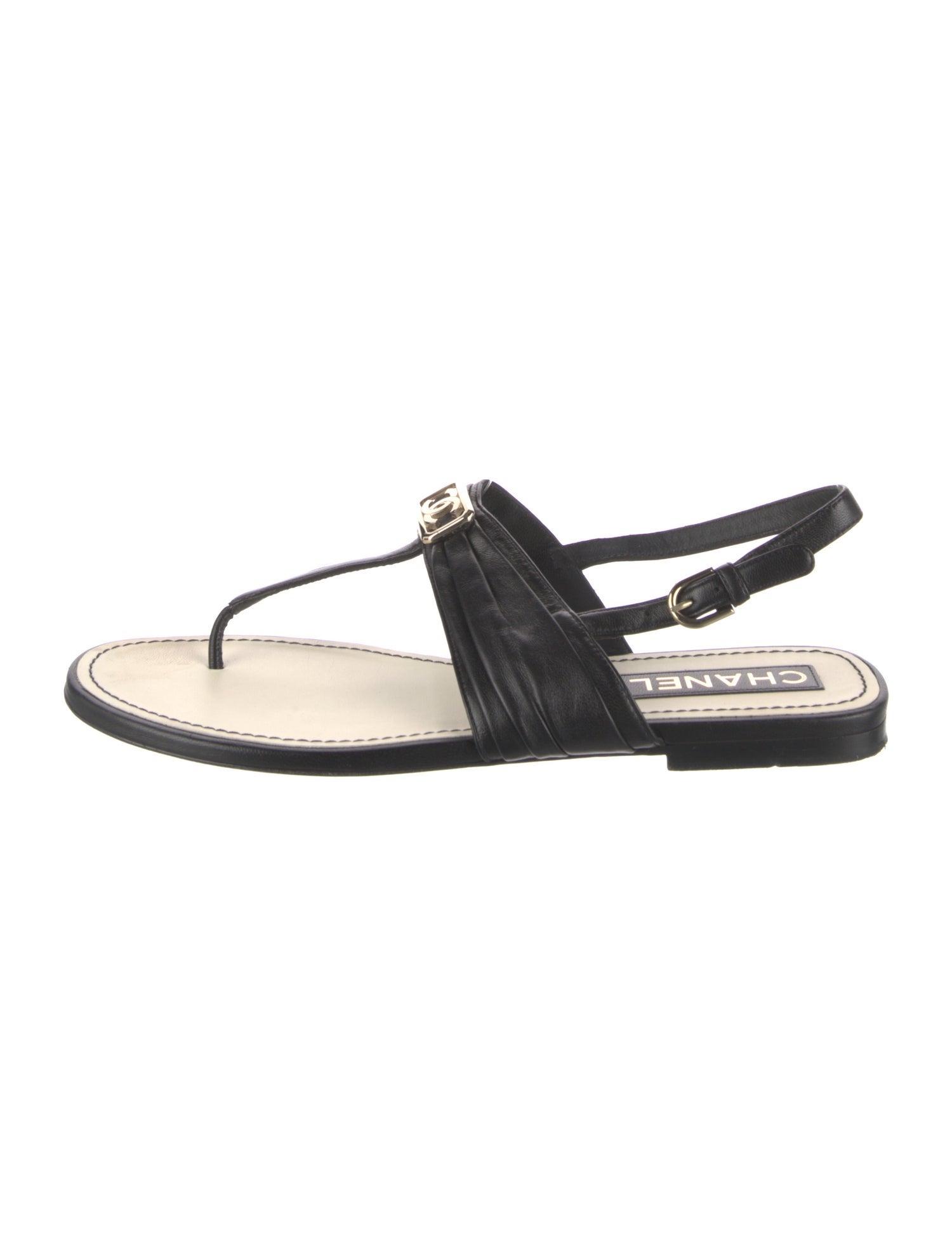 Chanel 2023 Interlocking CC Logo T-Strap Sandals