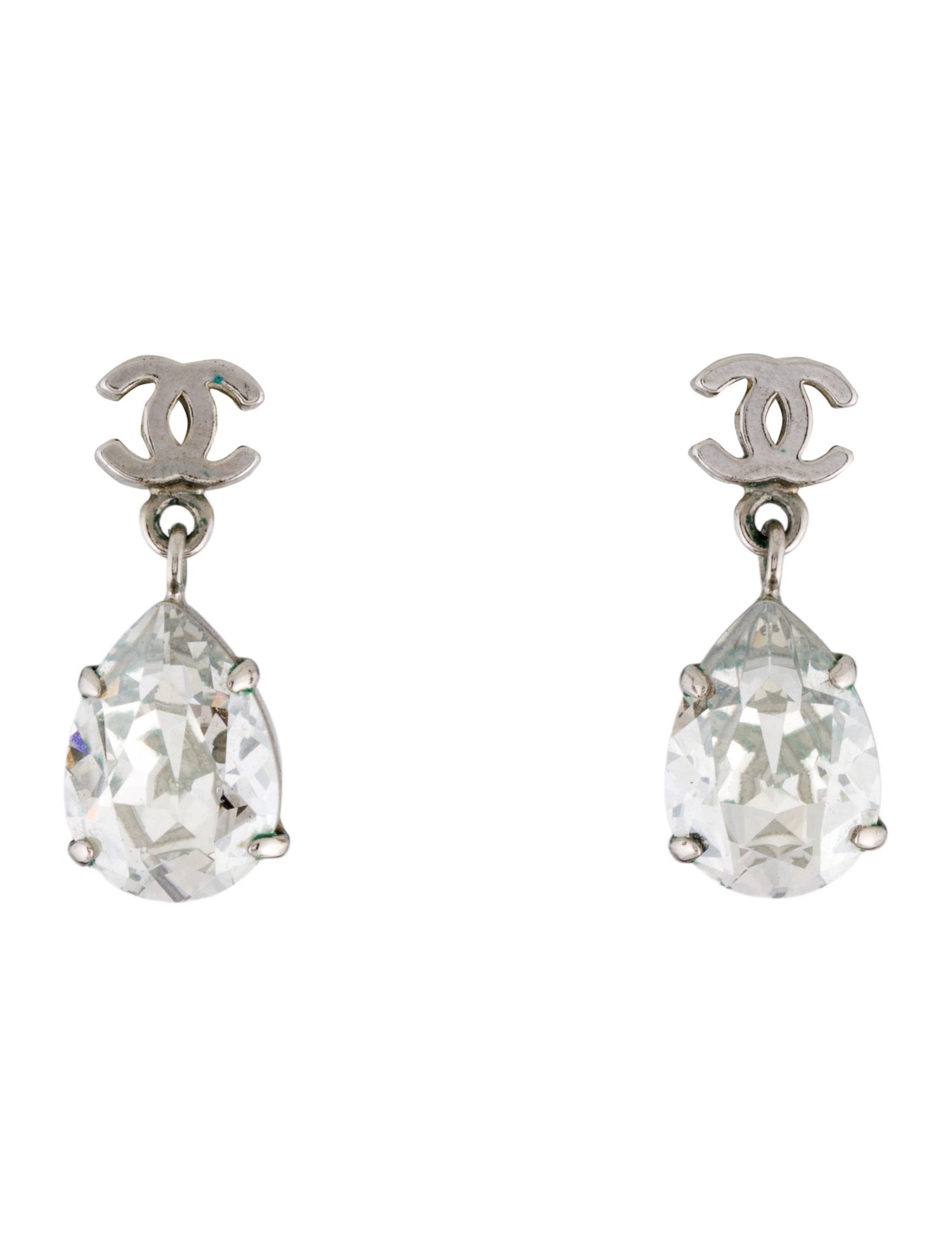 Chanel Strass CC Drop Earrings