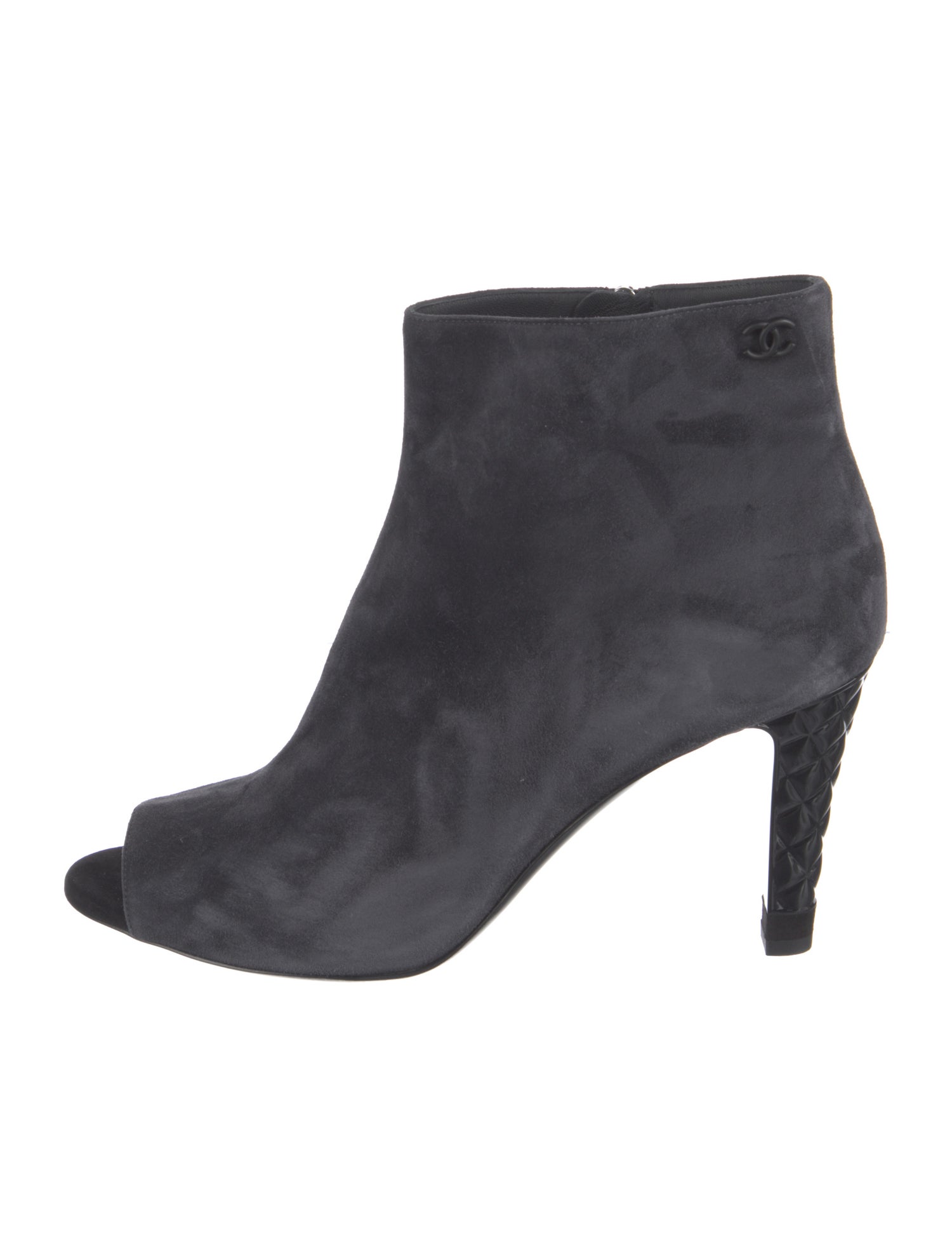 Chanel Interlocking CC Logo Suede Boots