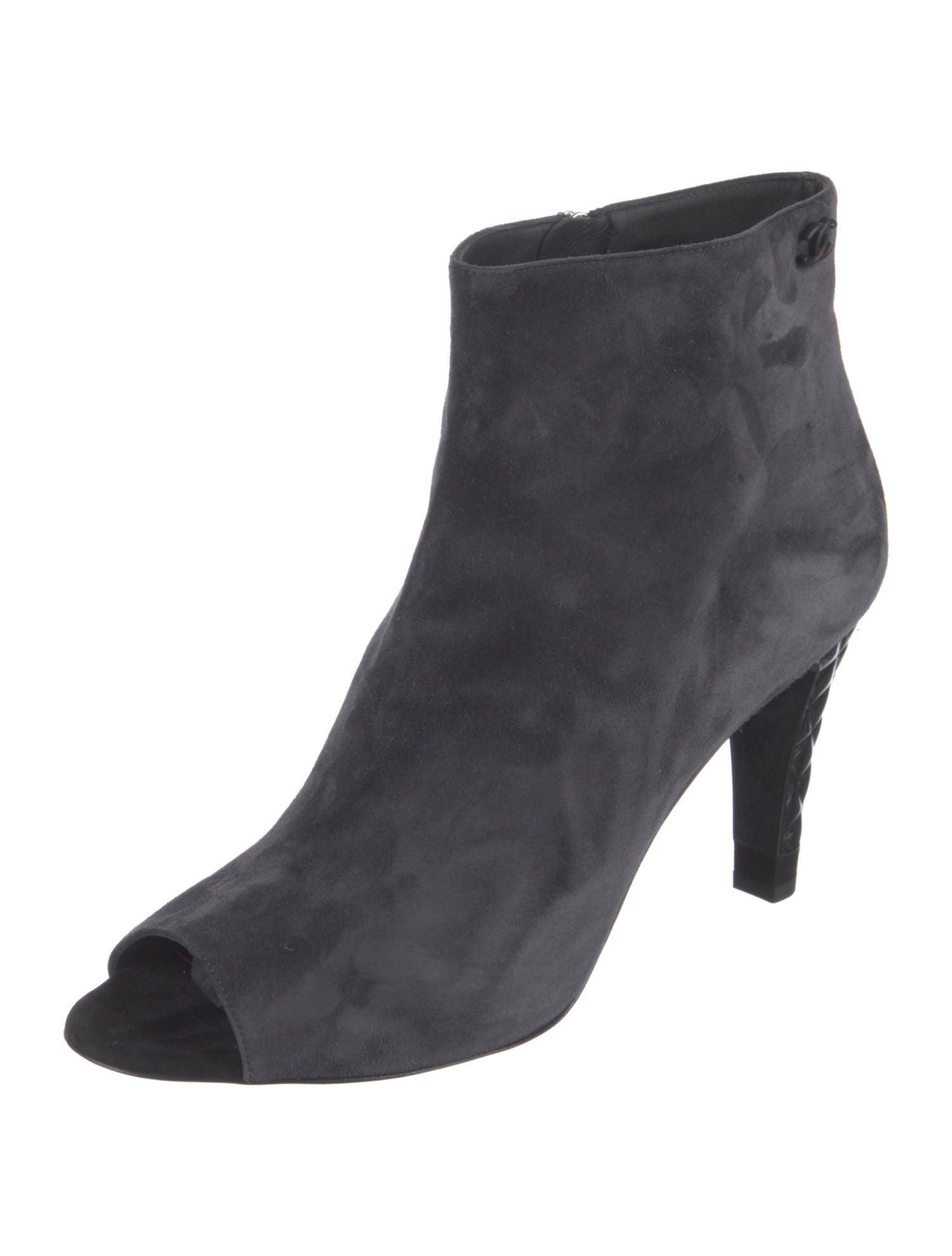 Chanel Interlocking CC Logo Suede Boots