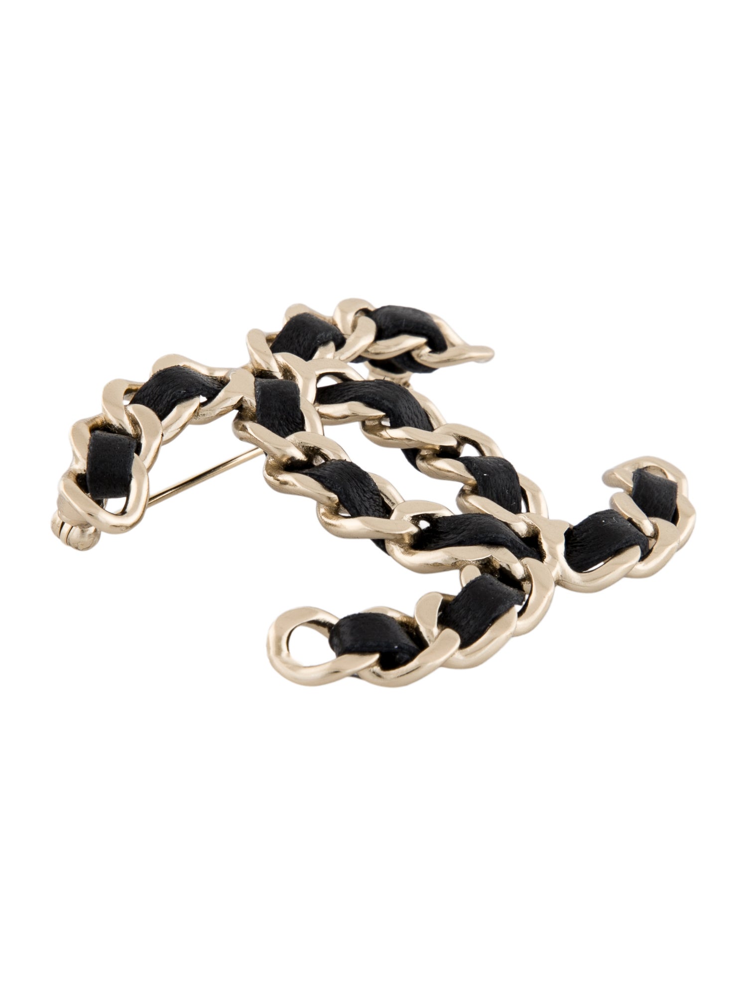 Chanel Woven Leather CC Pin Brooch