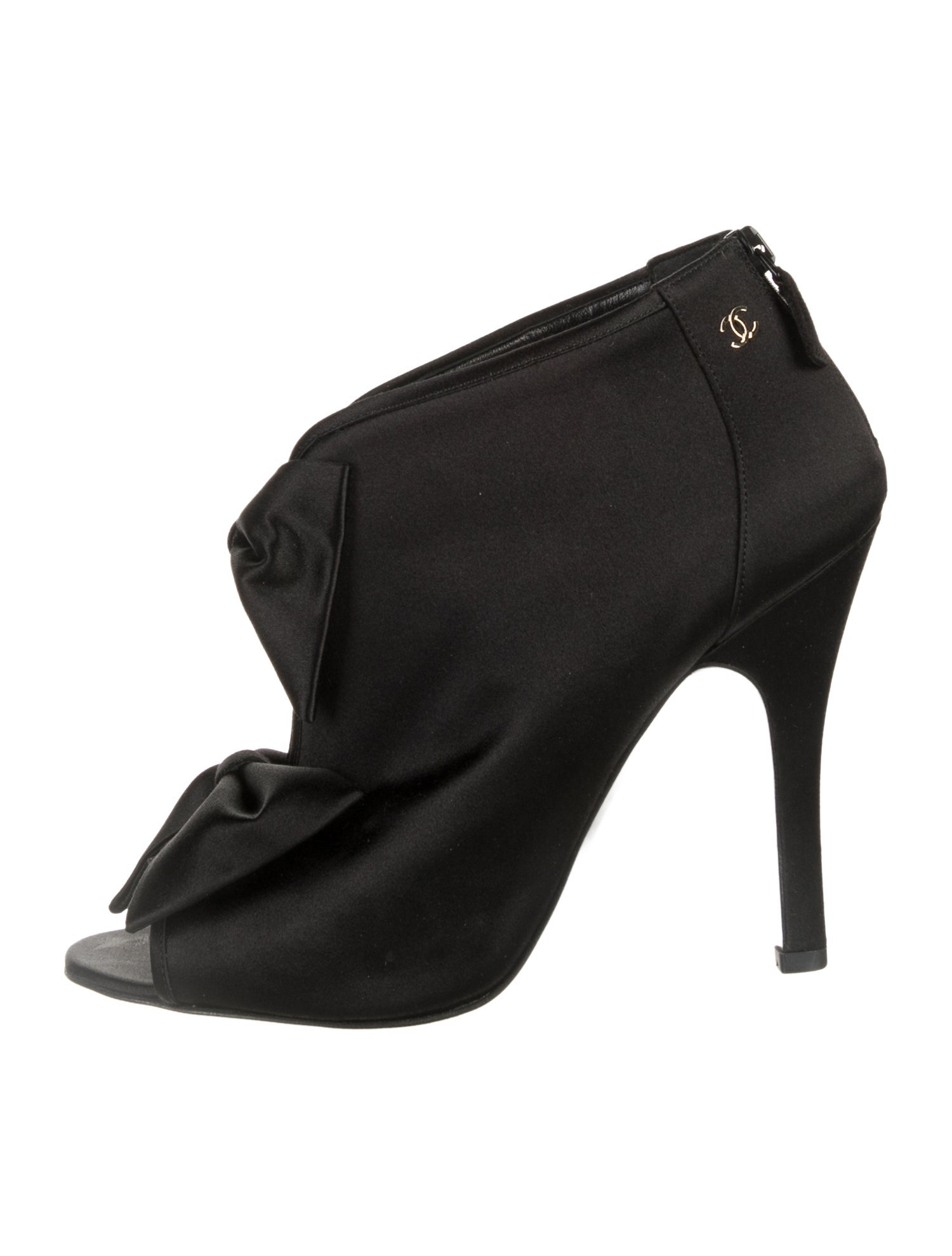 Chanel Interlocking CC Logo Satin Boots