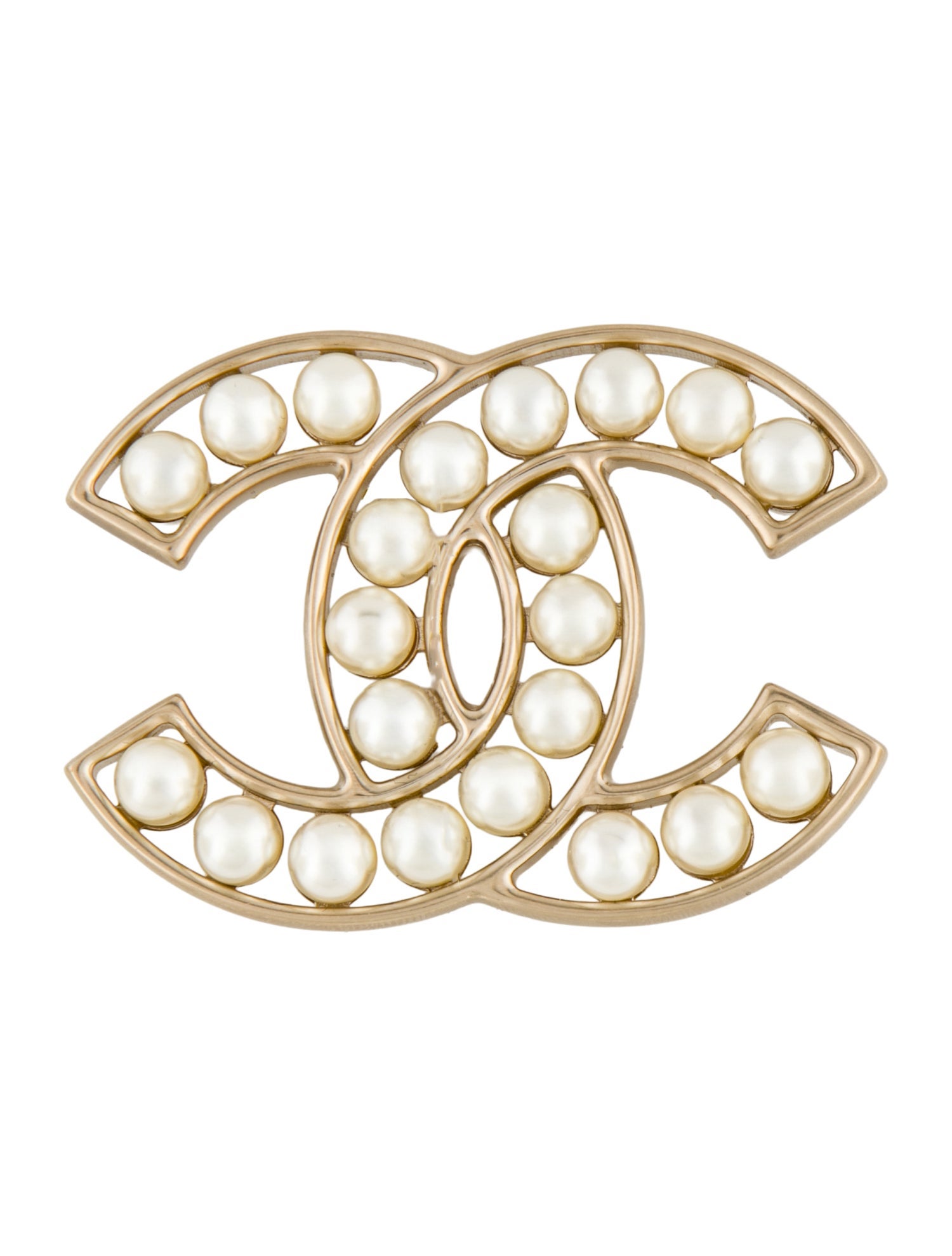 Chanel Faux Pearl CC Pin Brooch