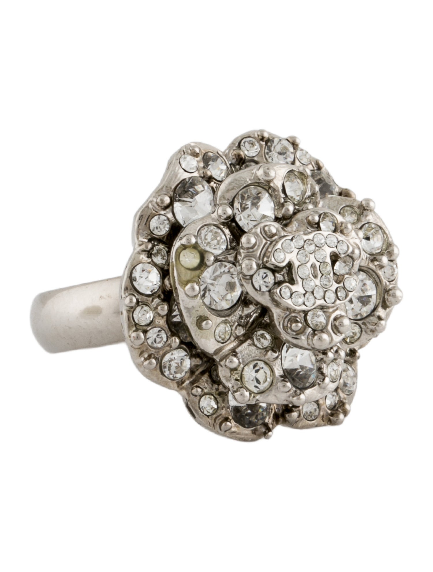 Chanel Strass CC Camellia Cocktail Ring