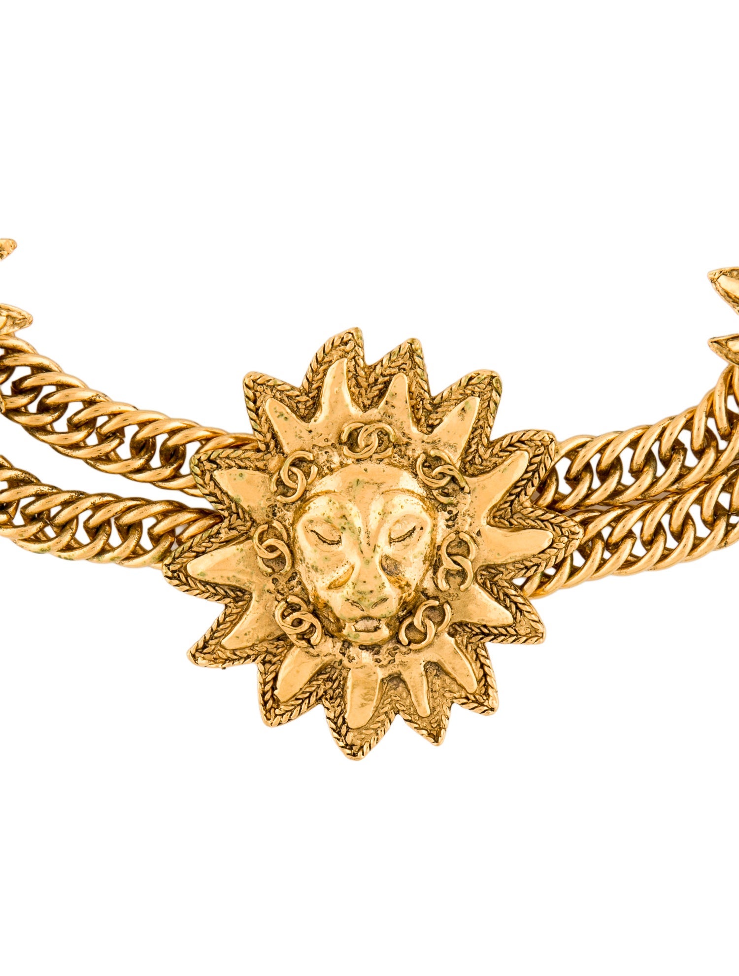 Chanel Vintage Lion Medallion Double Strand Collar Necklace