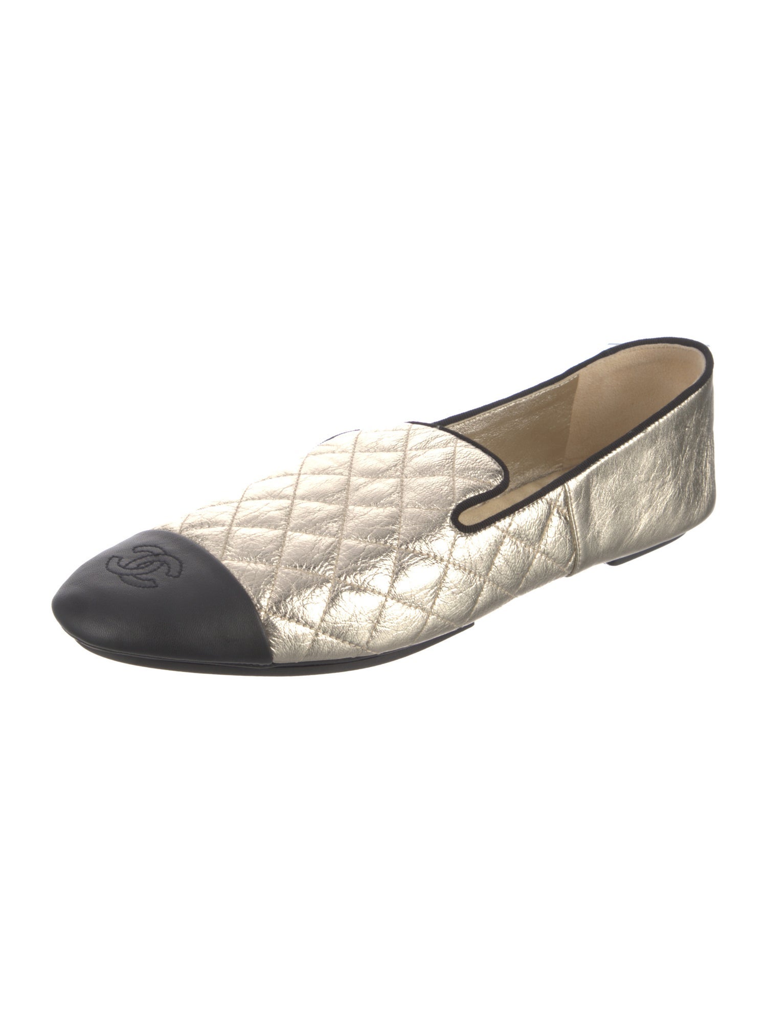 Chanel Interlocking CC Logo Leather Loafers
