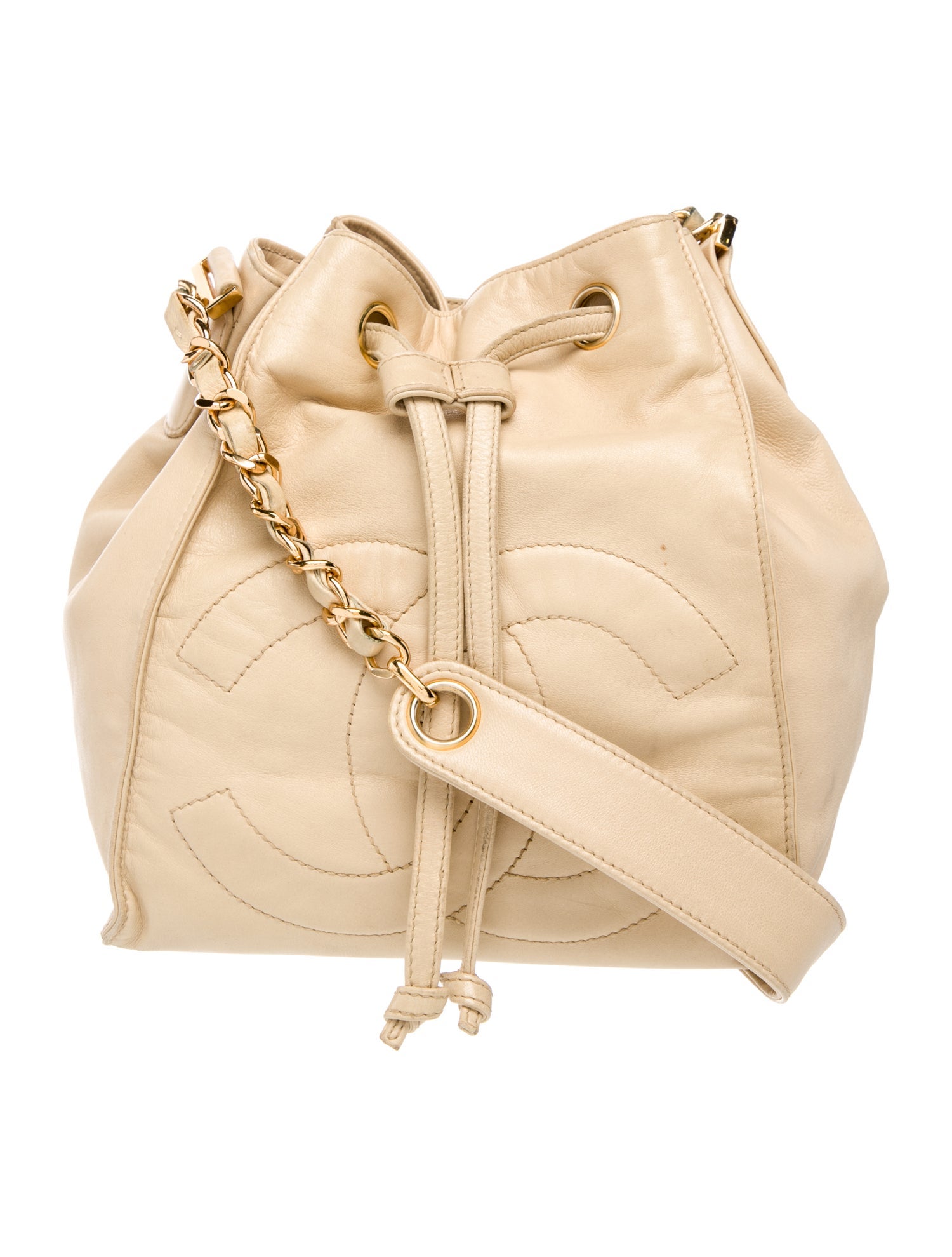 Chanel Leather CC Logo Bucket Bag