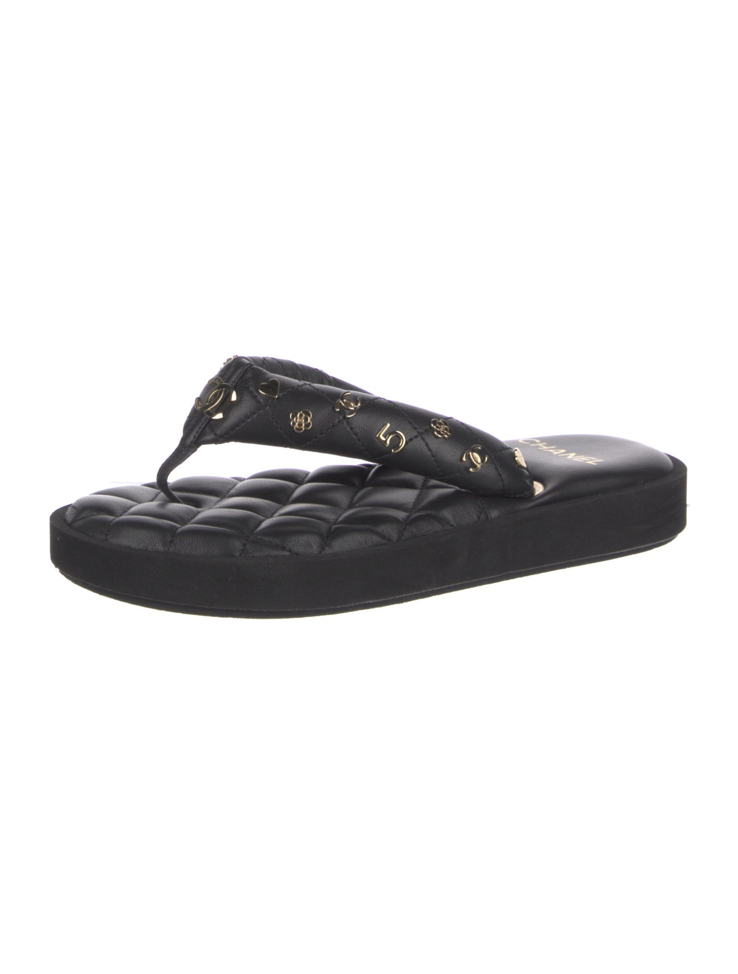 Chanel 2023 Interlocking CC Logo Flip Flops