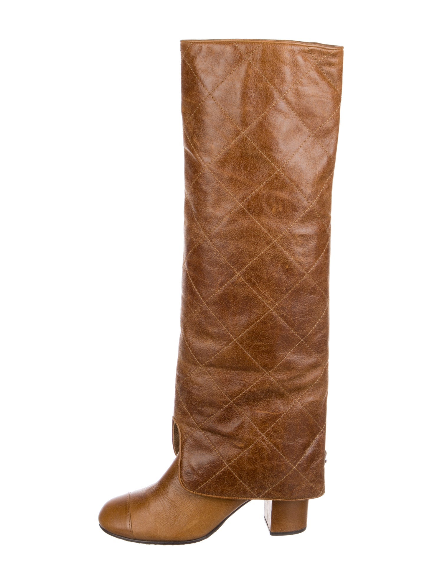 Chanel Interlocking CC Logo Leather Riding Boots