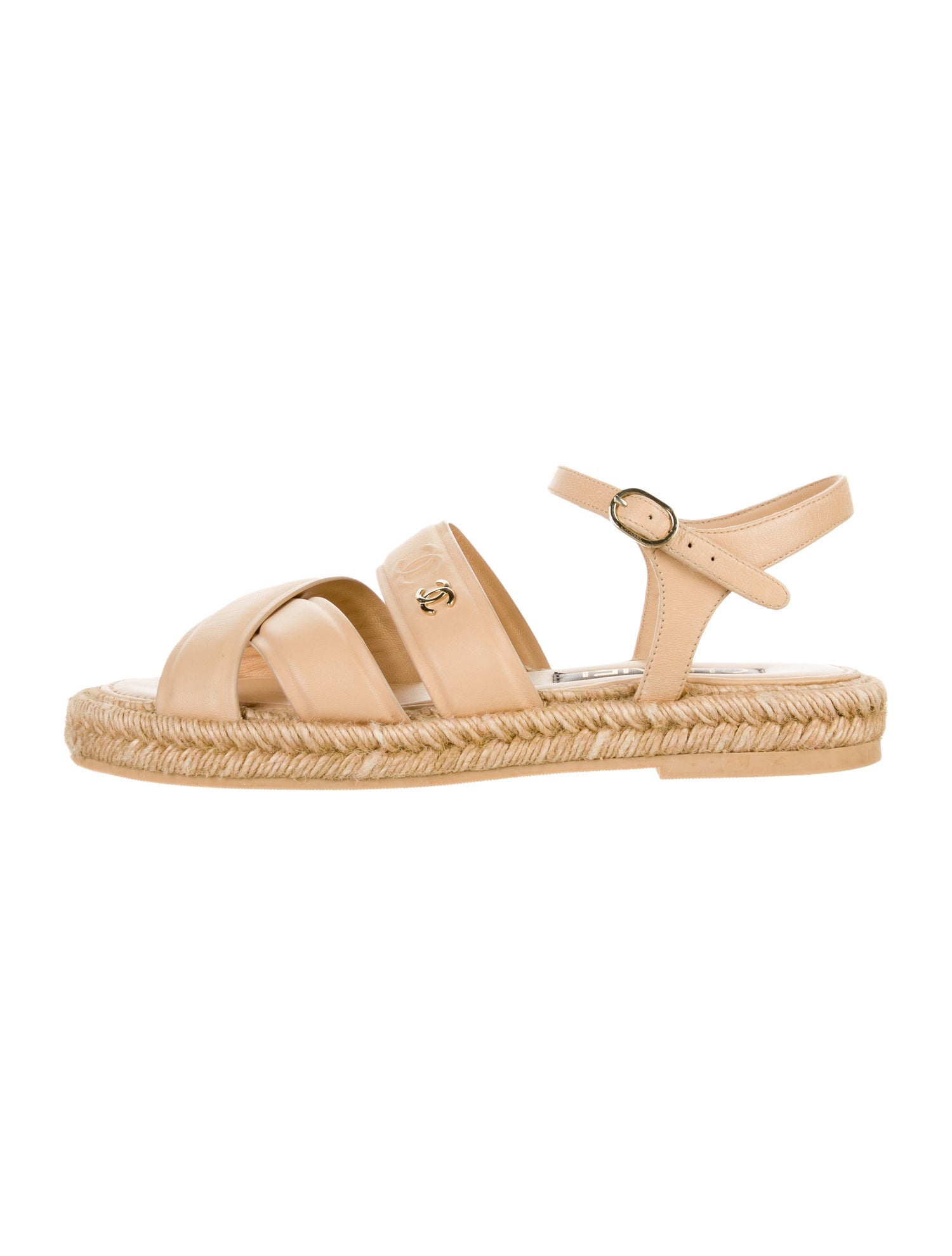 Chanel Interlocking CC Logo Leather Espadrilles