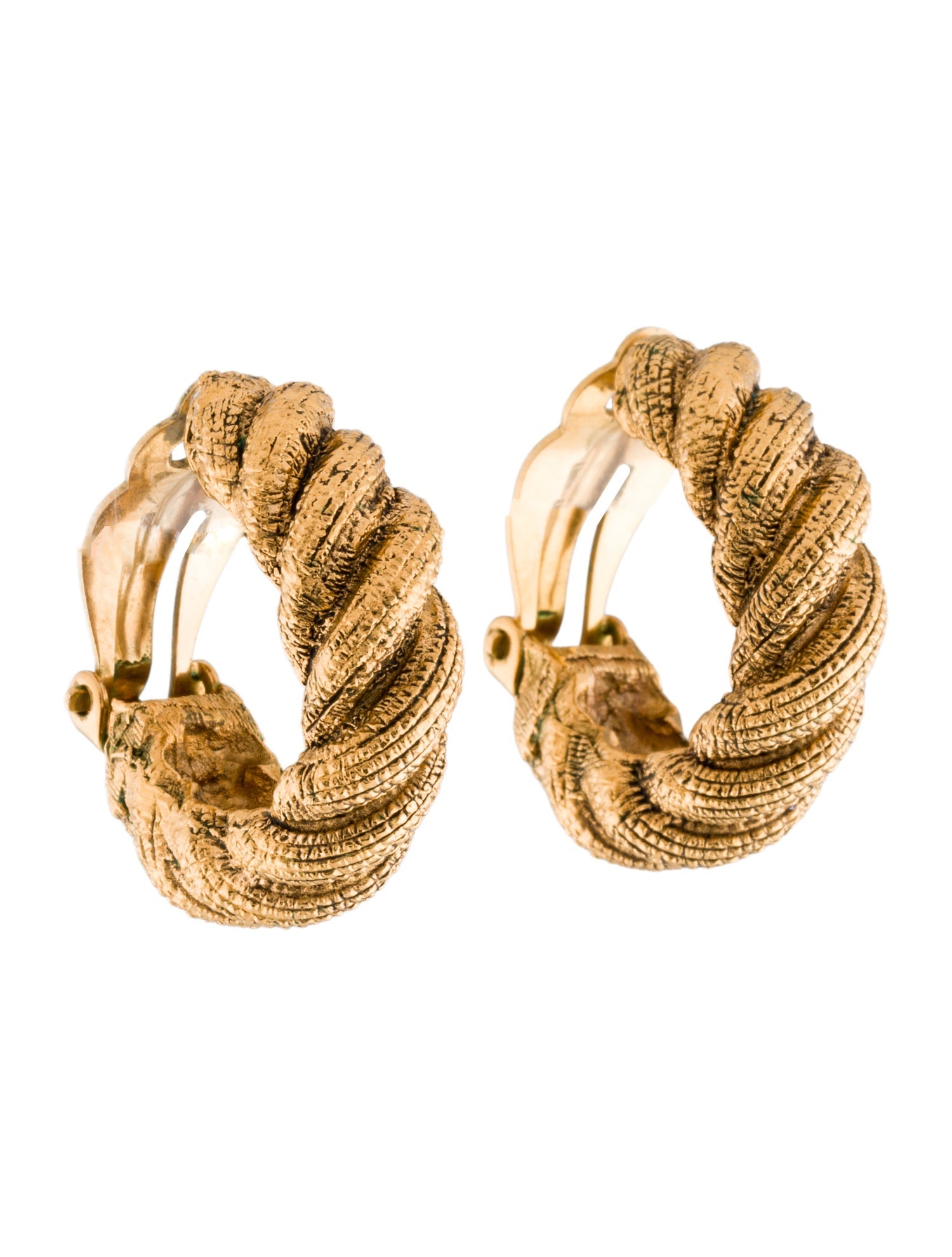 Chanel Vintage Textured Hoop Earrings
