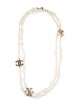 Chanel Faux Pearl & Enamel CC Station Necklace