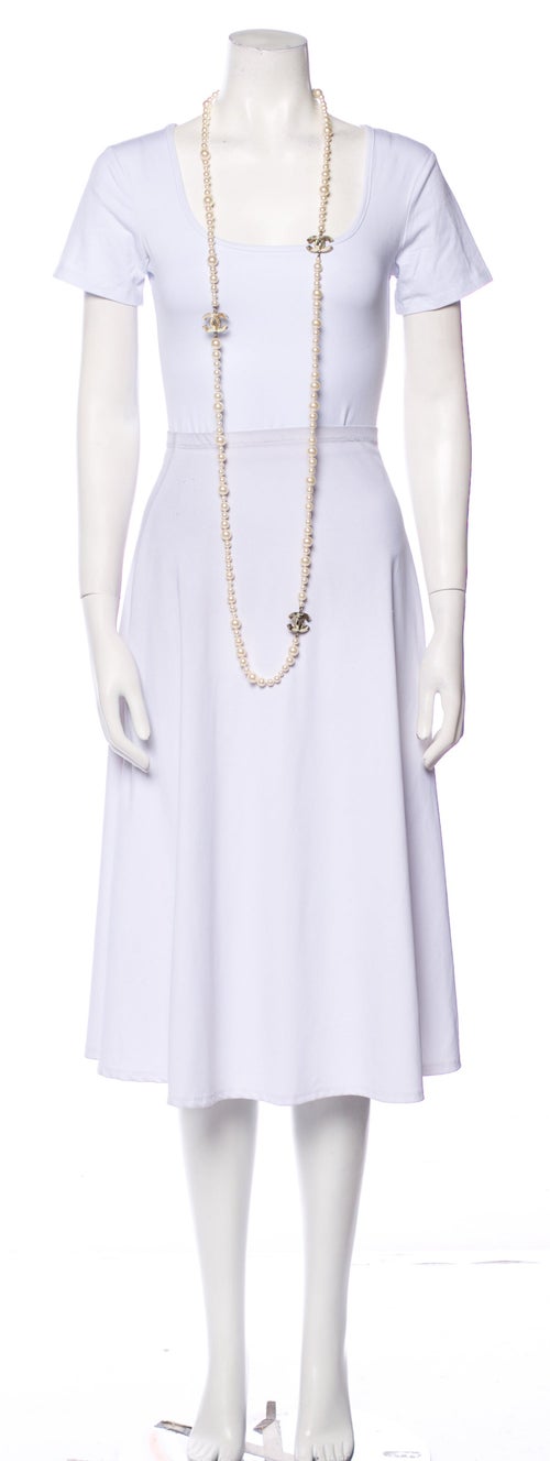 Chanel Faux Pearl & Enamel CC Station Necklace