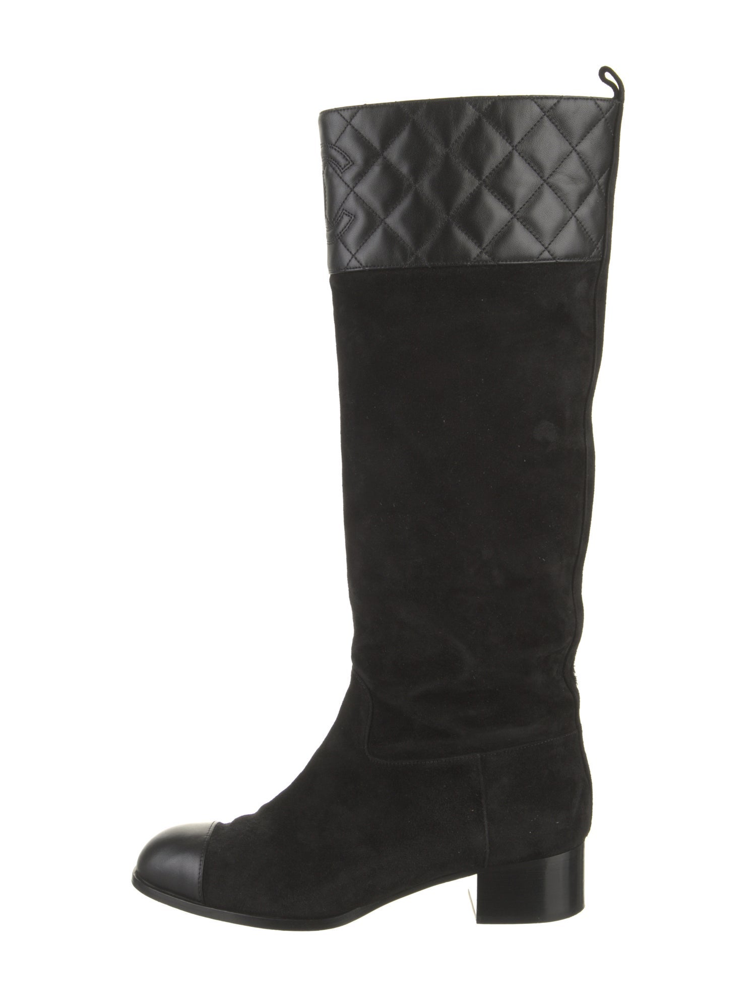 Chanel Interlocking CC Logo Suede Riding Boots