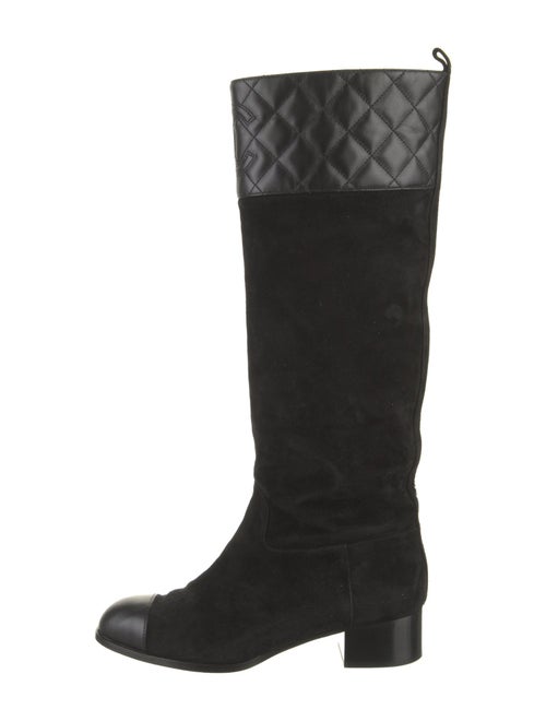 Chanel Interlocking CC Logo Suede Riding Boots
