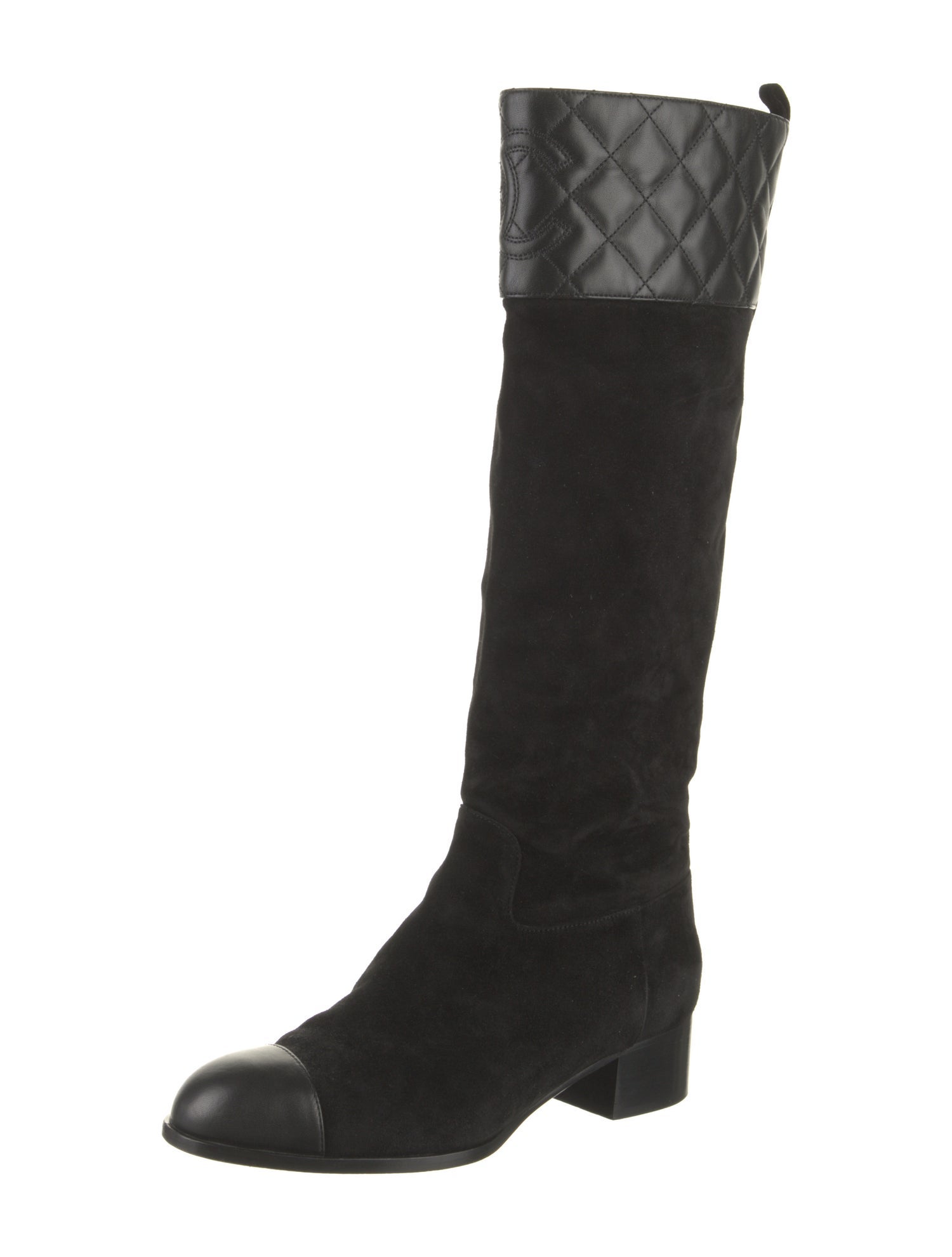 Chanel Interlocking CC Logo Suede Riding Boots