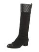 Chanel Interlocking CC Logo Suede Riding Boots