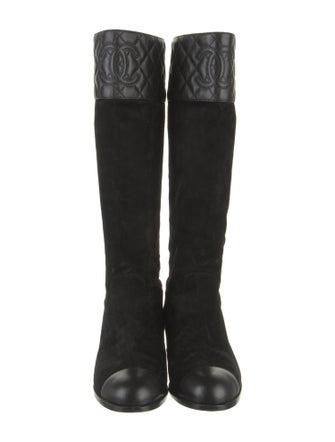 Chanel Interlocking CC Logo Suede Riding Boots