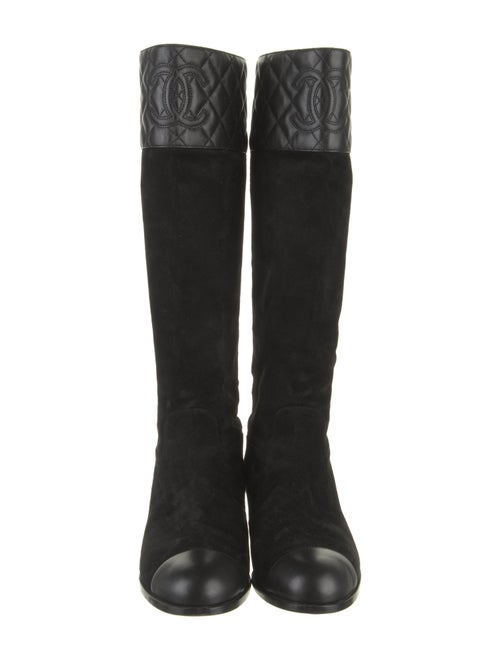 Chanel Interlocking CC Logo Suede Riding Boots