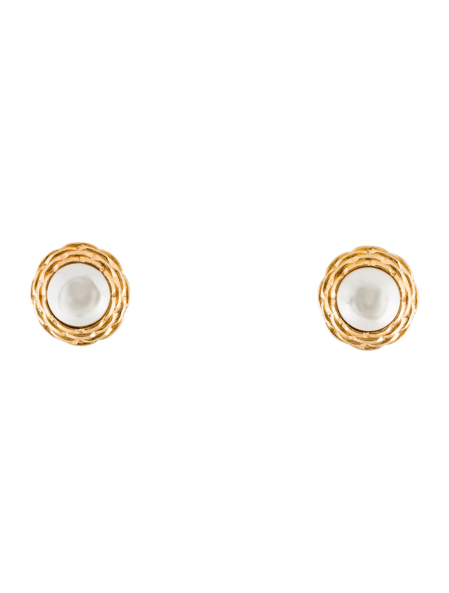 Chanel Vintage Faux Pearl Clip-On Earrings