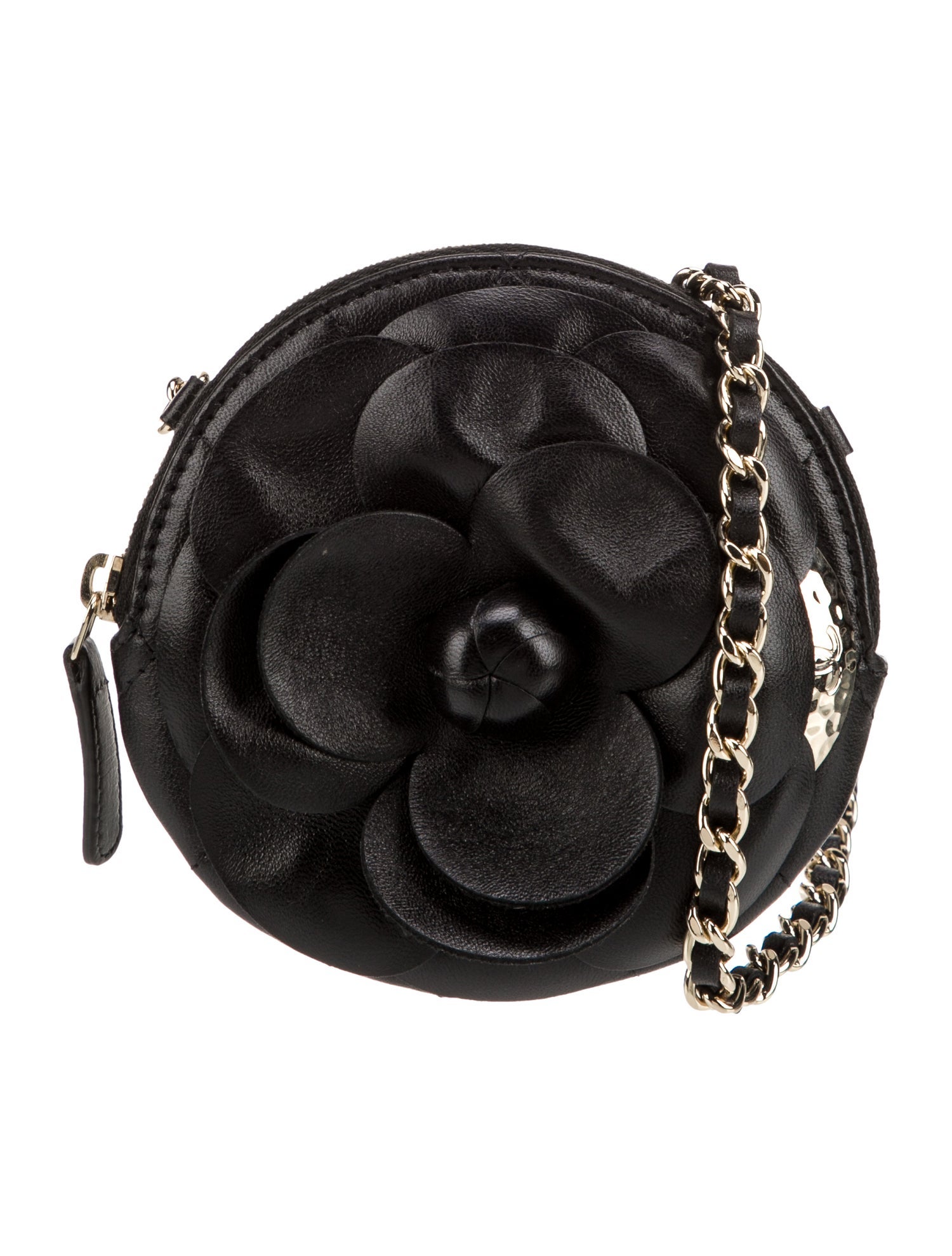 Chanel Camellia Round Clutch w/ Chain