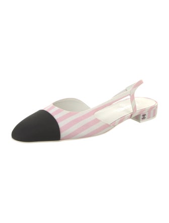 Chanel Interlocking CC Logo Canvas Slingback Flats