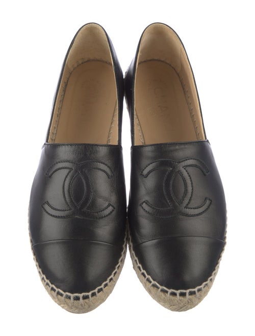 Chanel Interlocking CC Logo Leather Espadrilles
