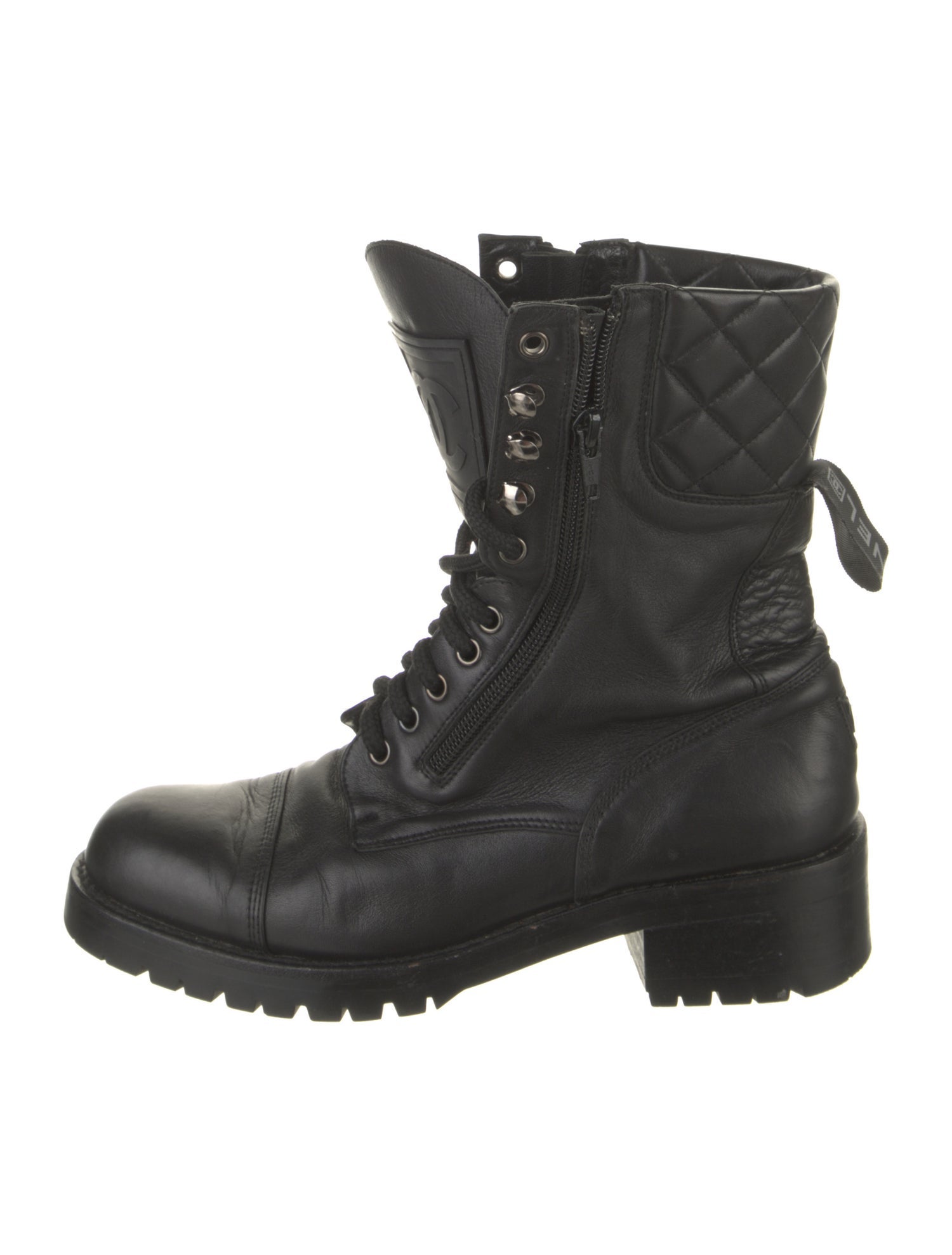 Chanel Vintage Interlocking CC Logo Combat Boots
