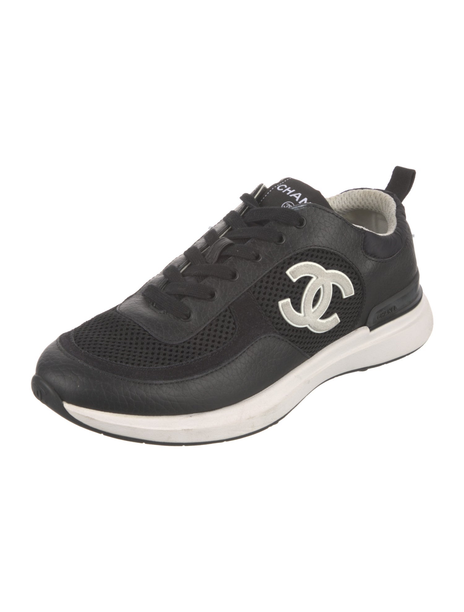 Chanel Interlocking CC Logo Leather Sneakers