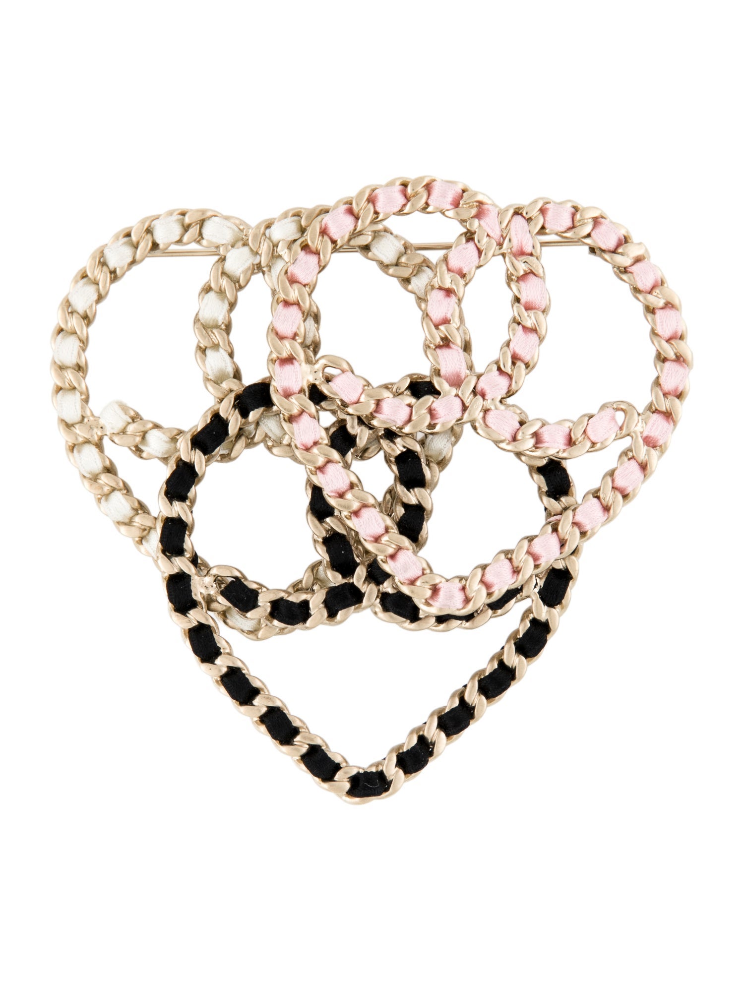 Chanel Ribbon CC Woven Heart Brooch