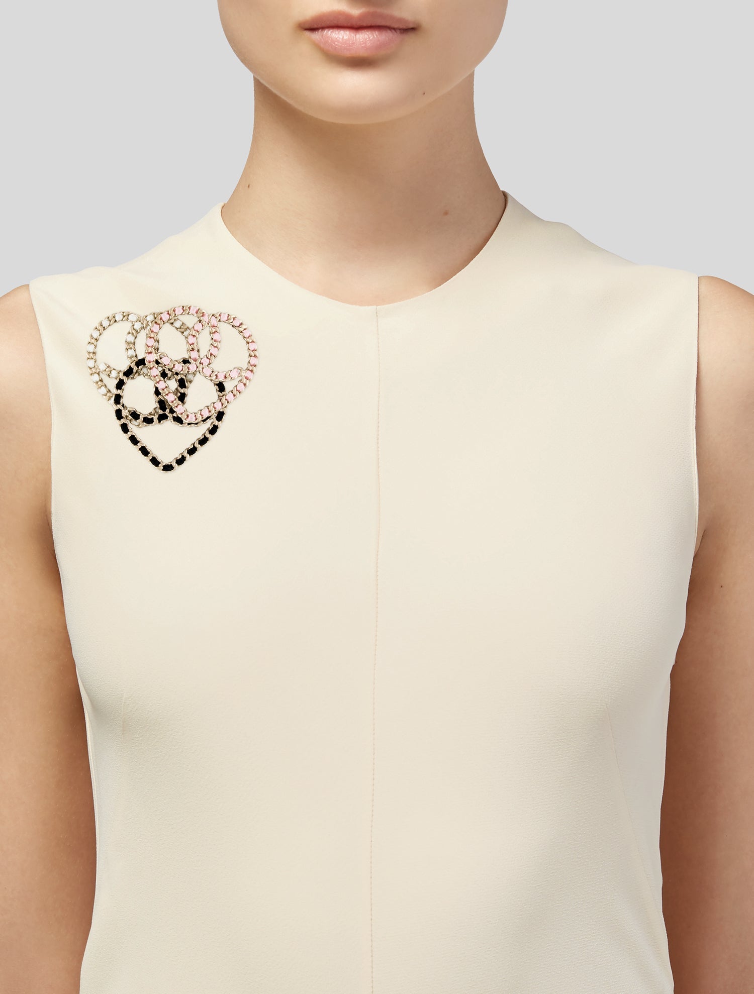 Chanel Ribbon CC Woven Heart Brooch