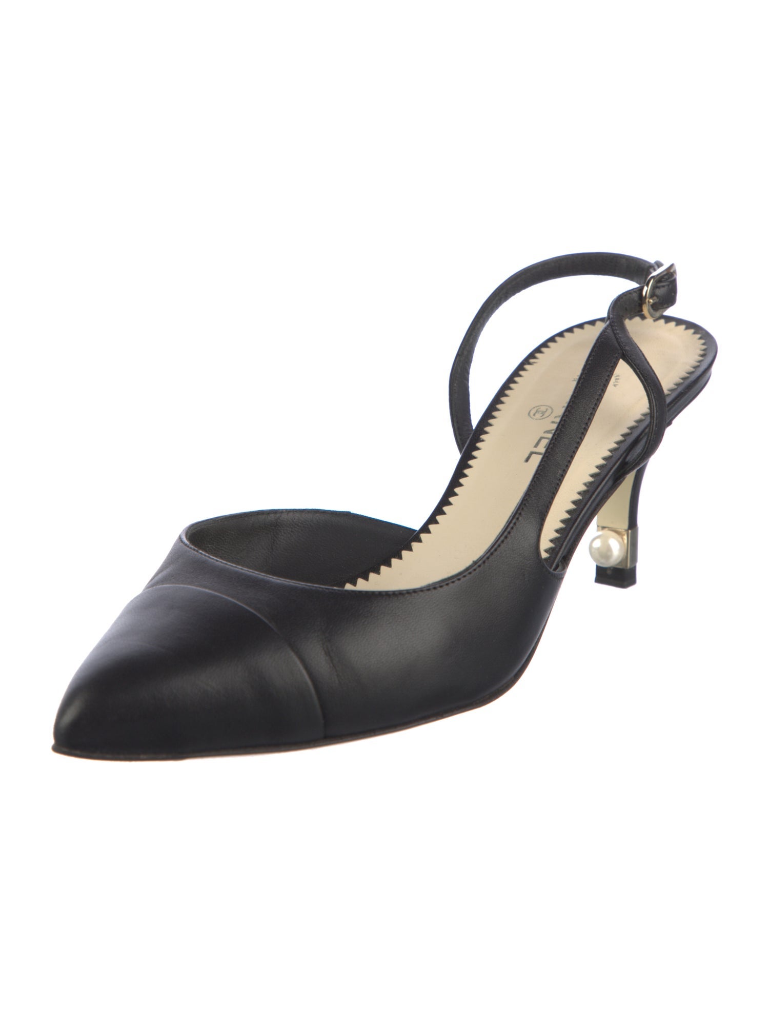 Chanel Interlocking CC Logo Leather Slingback Pumps