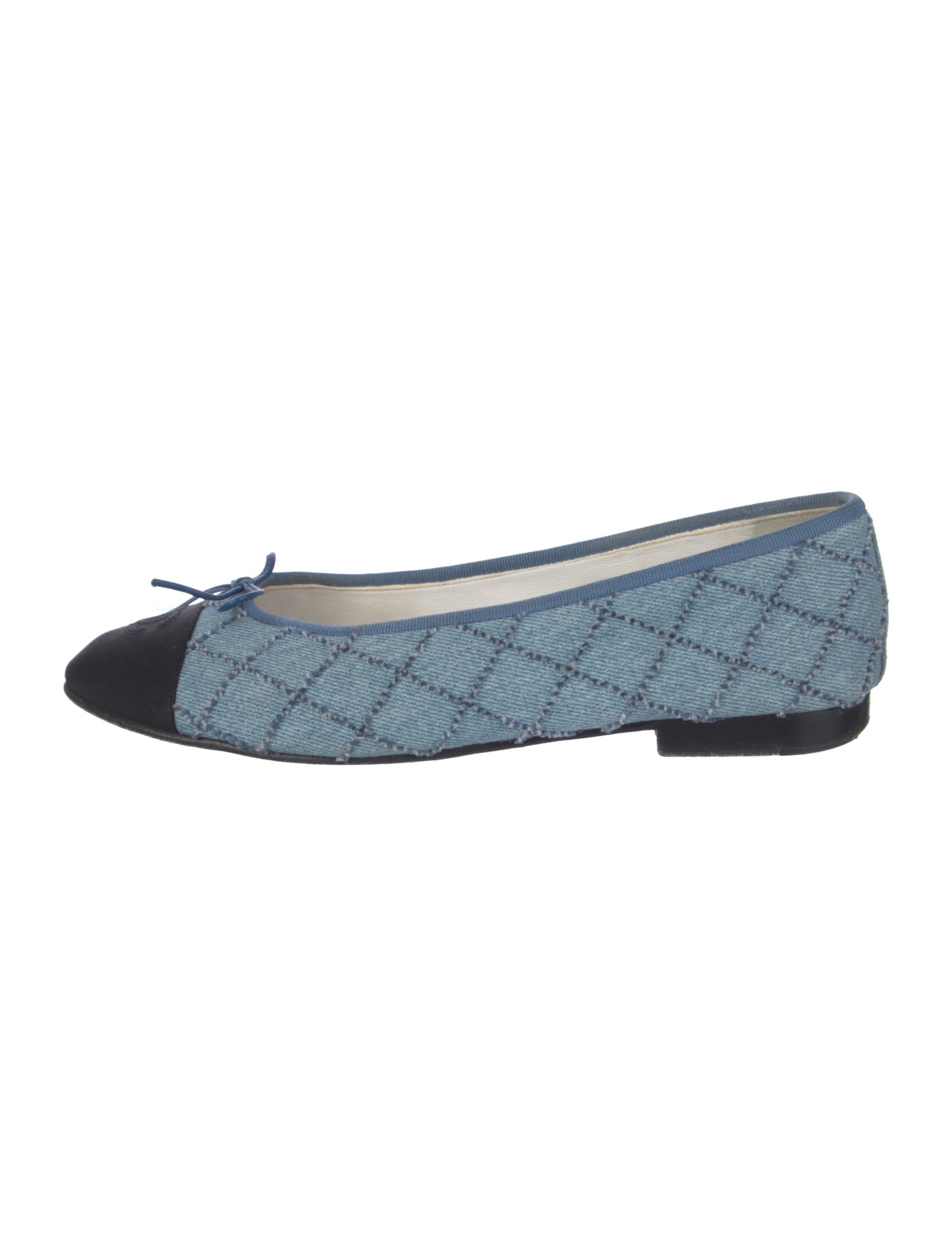 Chanel Interlocking CC Logo Denim Ballet Flats