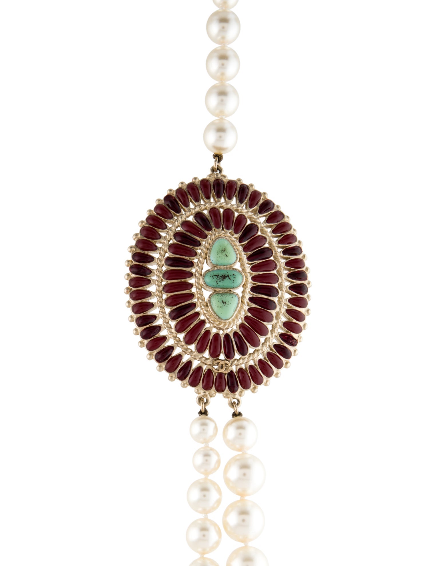 Chanel Gripoix, Resin & Faux Pearl Paris-Dallas Bead Strand Necklace