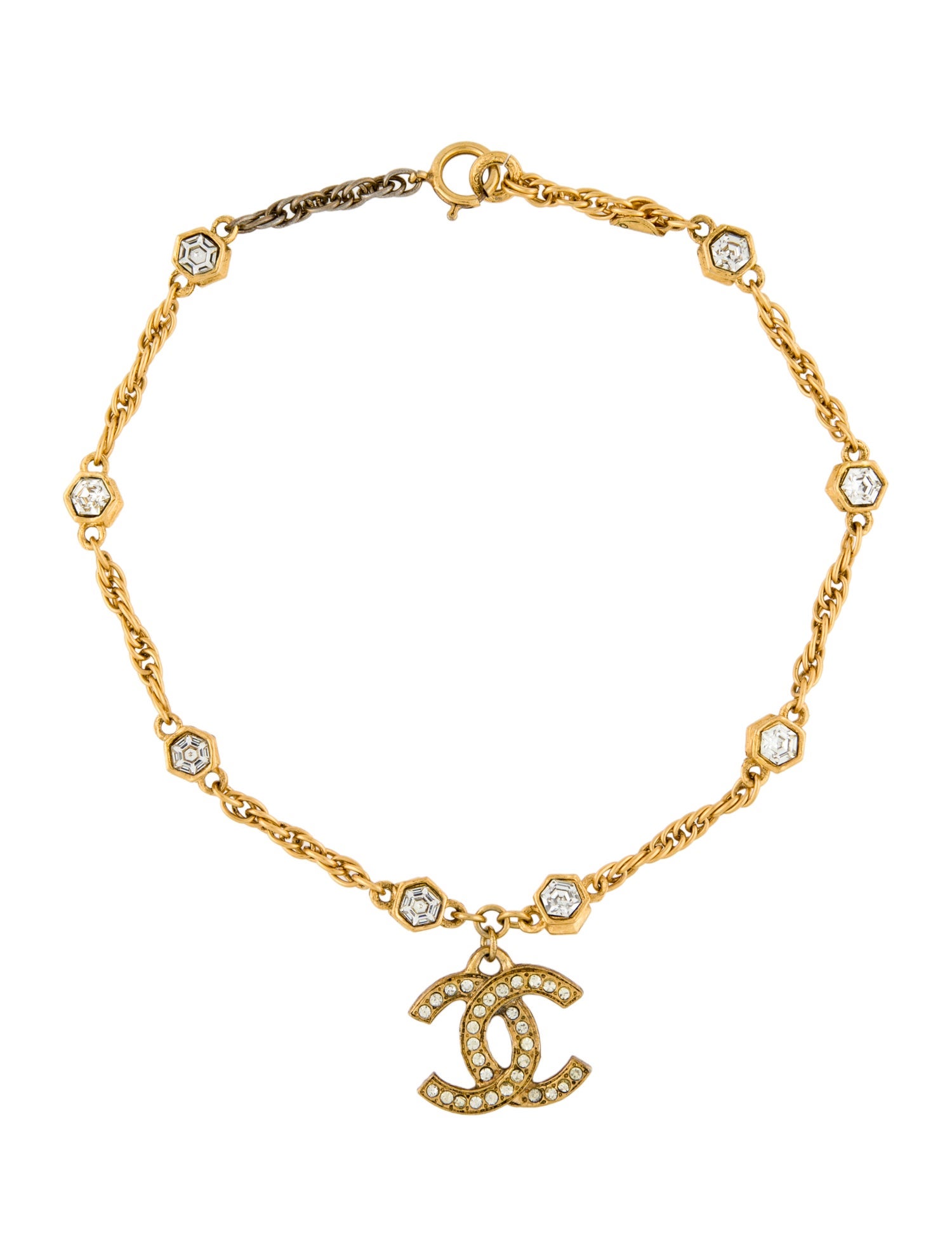 Chanel Vintage Strass CC Station Necklace