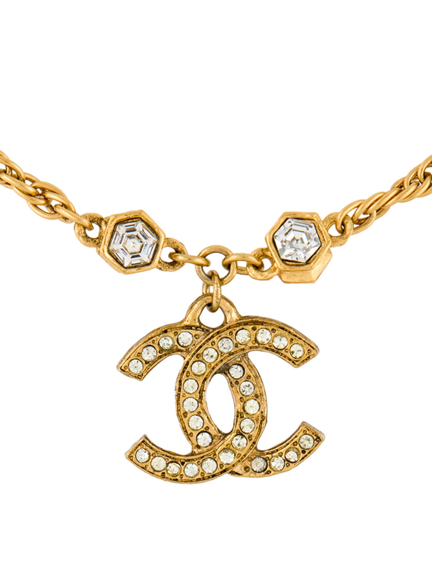 Chanel Vintage Strass CC Station Necklace