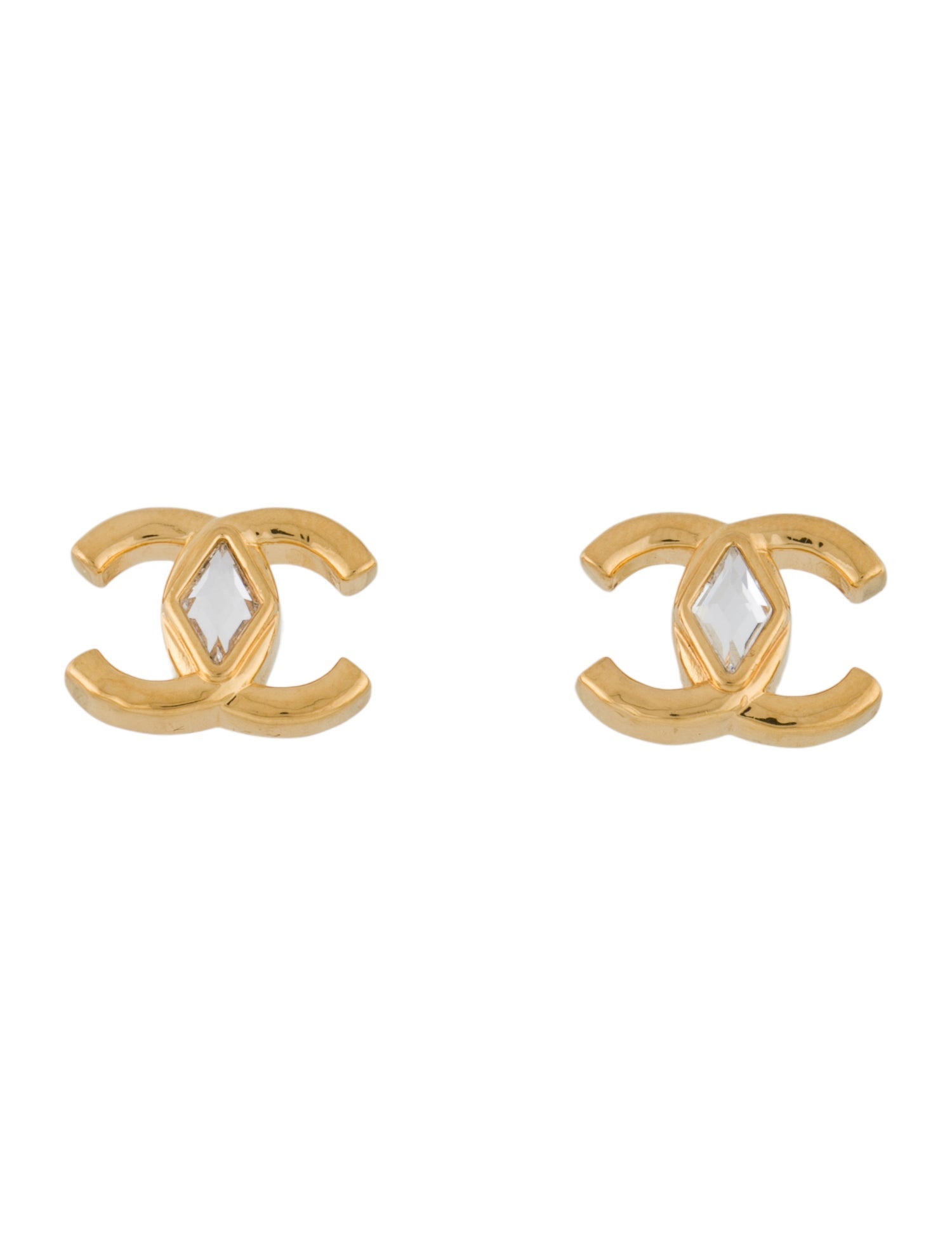 Chanel 2023 Strass CC Stud Earrings