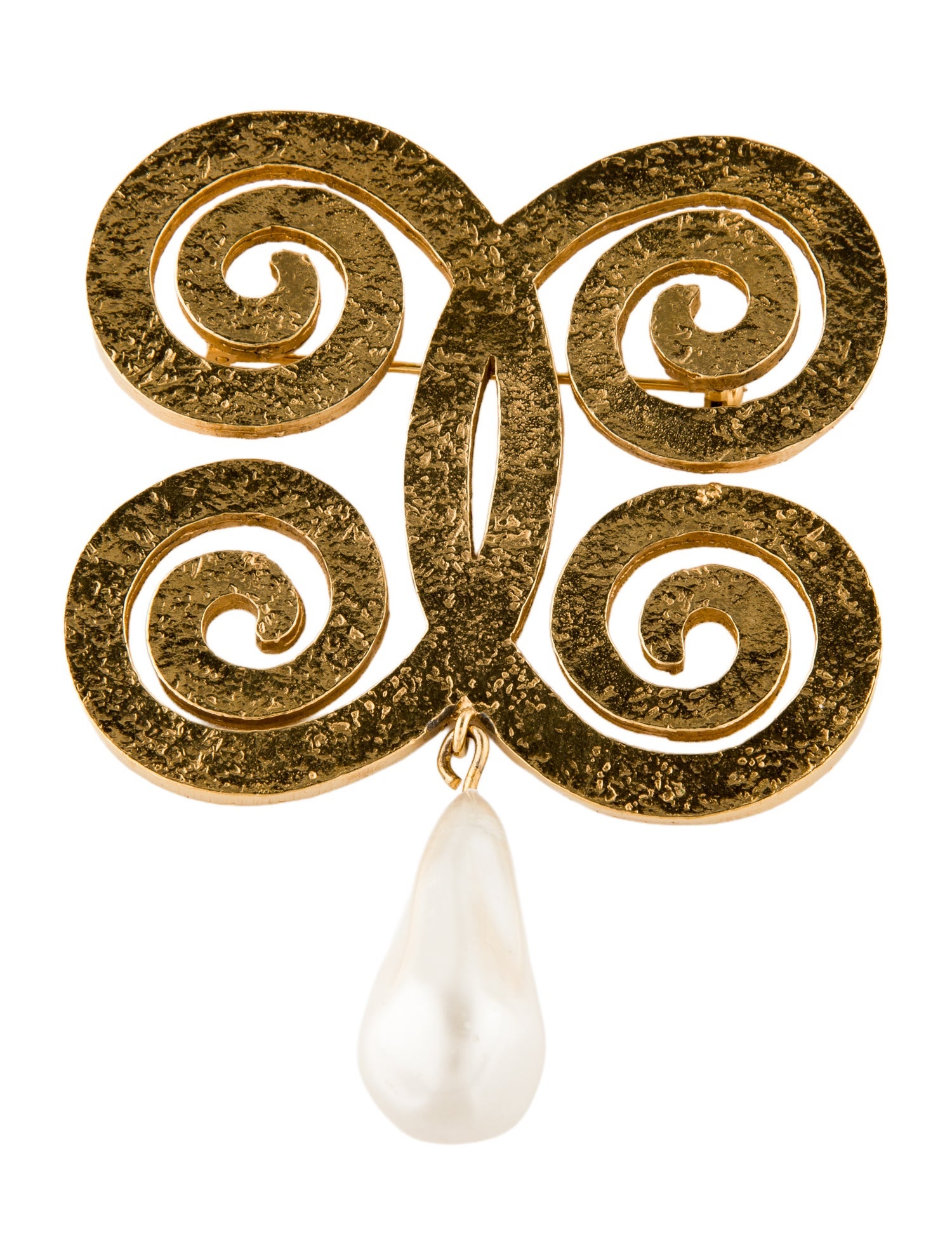 Chanel Vintage Faux Pearl Swirl Brooch