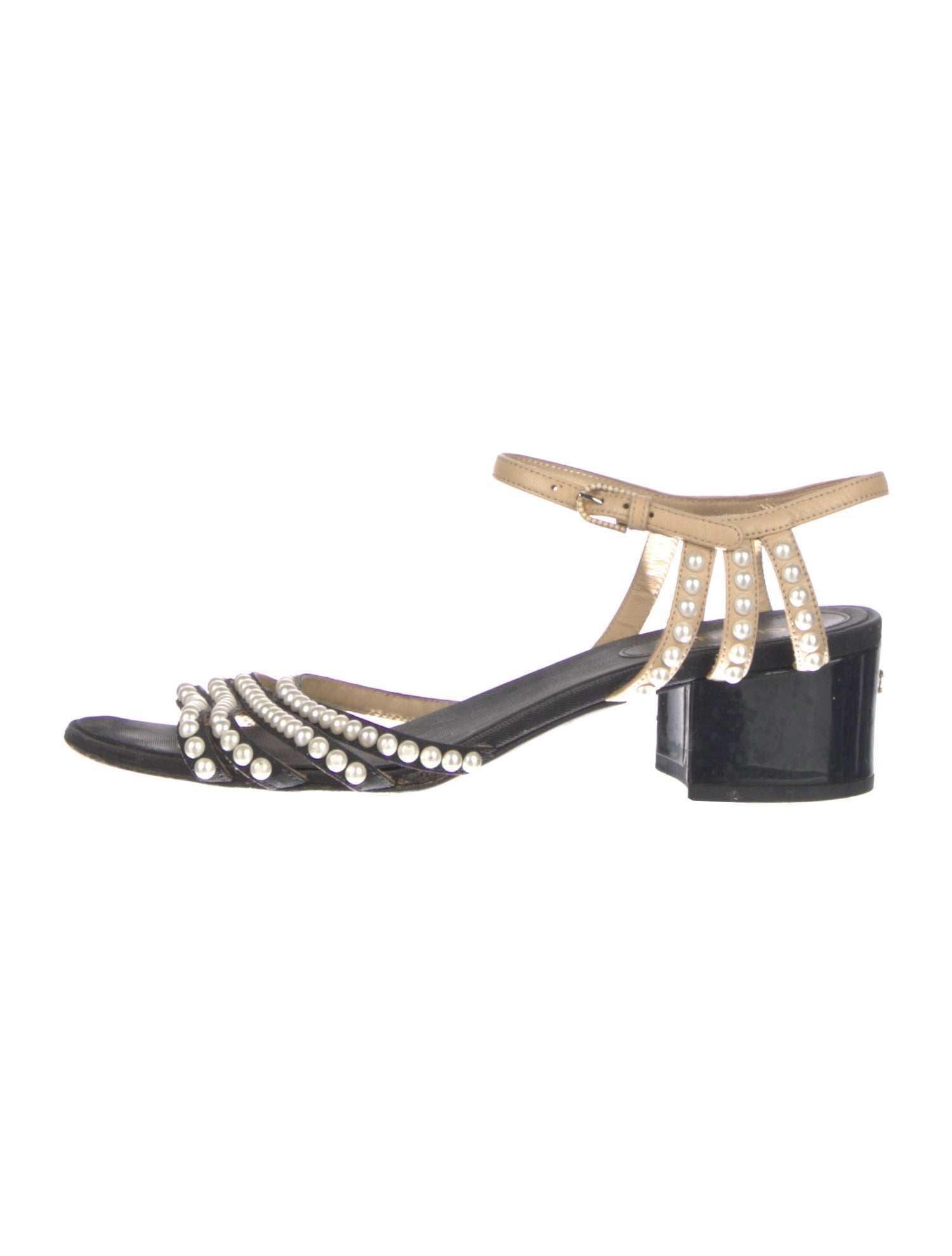 Chanel Interlocking CC Logo Grosgrain Trim Sandals