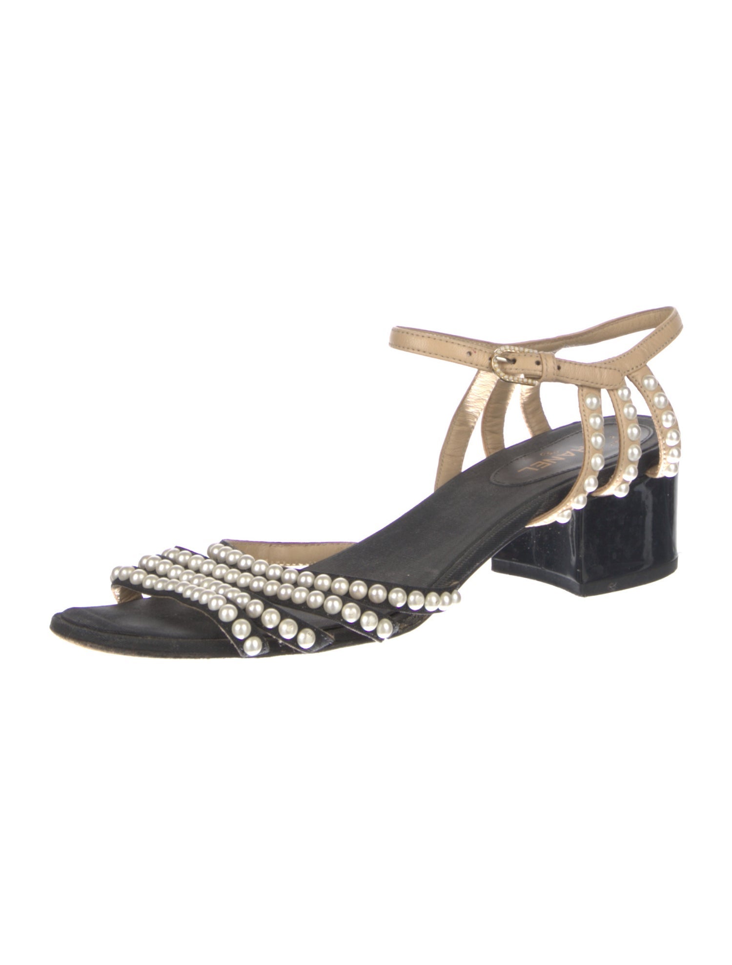 Chanel Interlocking CC Logo Grosgrain Trim Sandals
