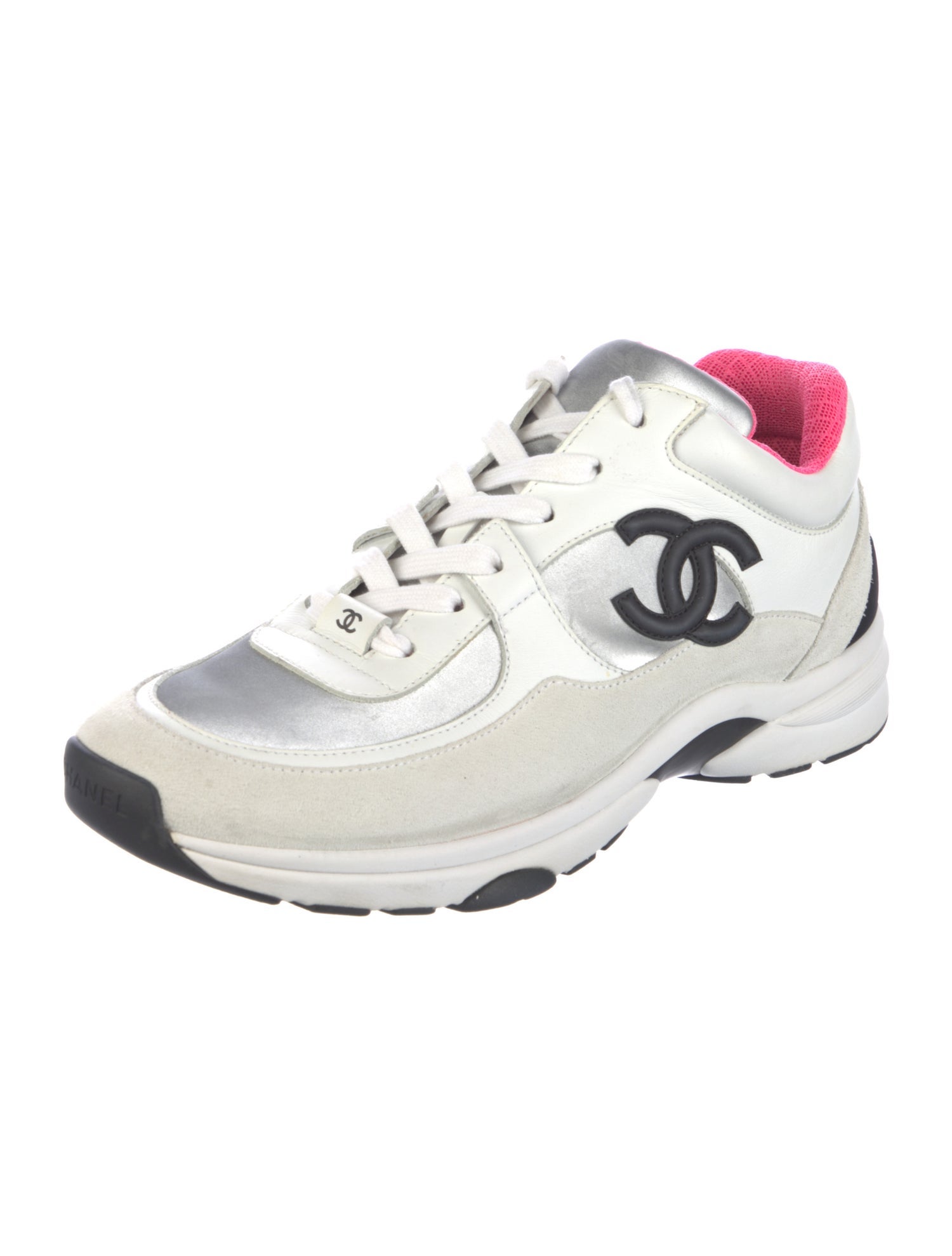 Chanel Interlocking CC Logo Leather Sneakers