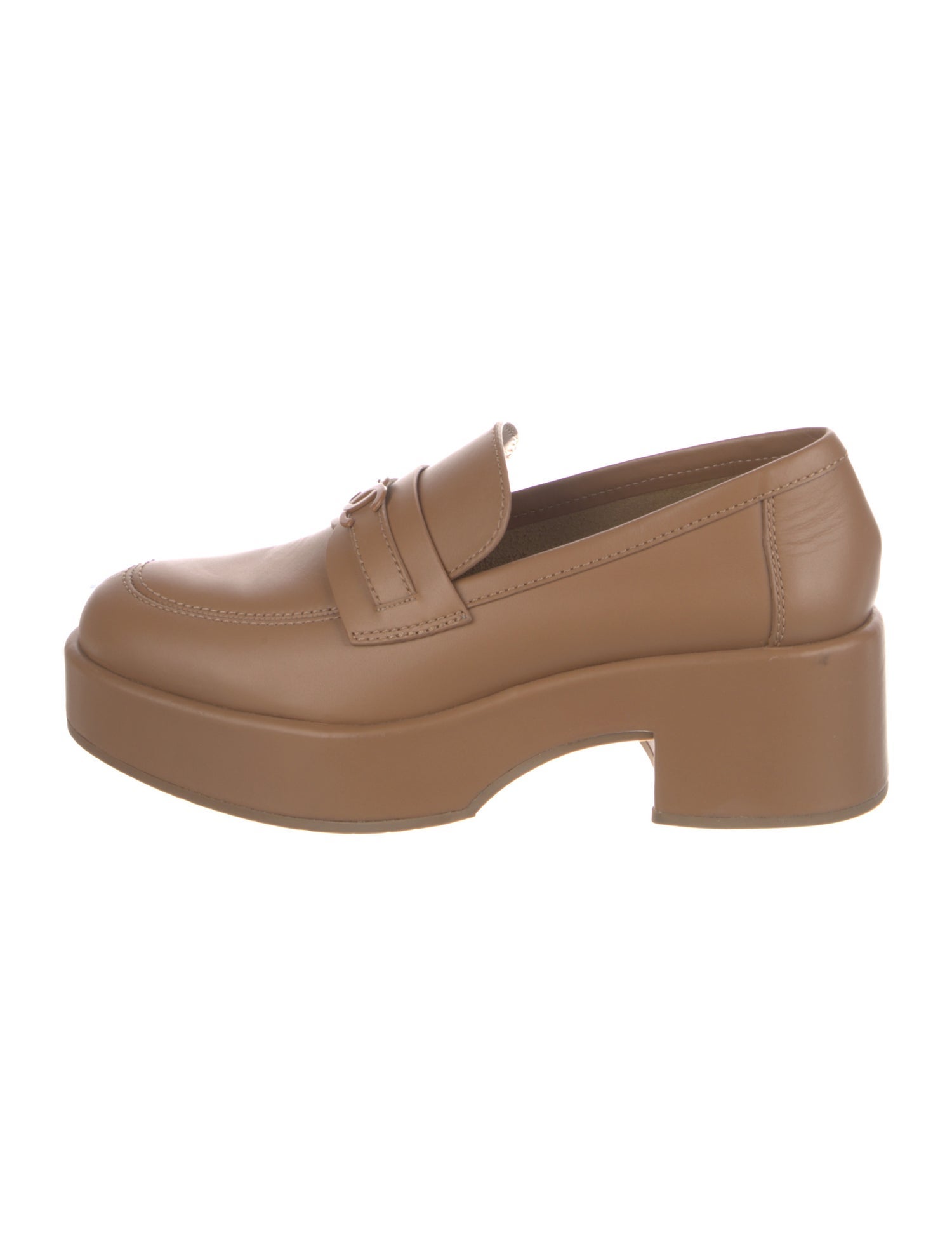 Chanel Interlocking CC Logo Leather Loafers